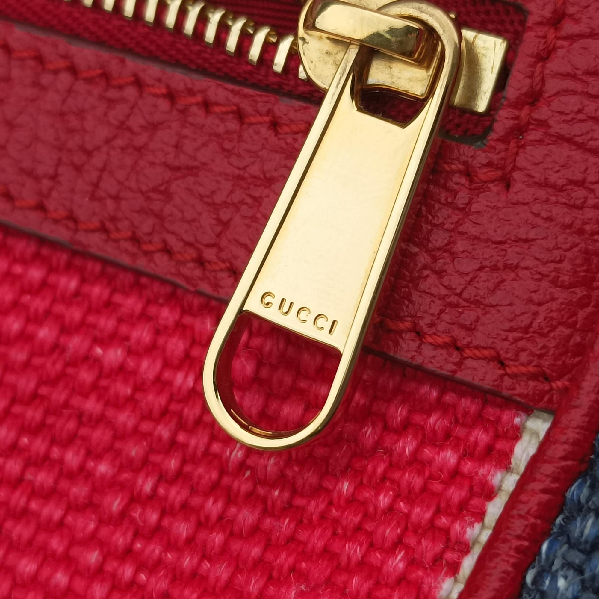 Secondhand Gucci OPHIDIA  Red × Navy × Ivory Canvas × Leather 517350 shoulderbag | stylenewstar