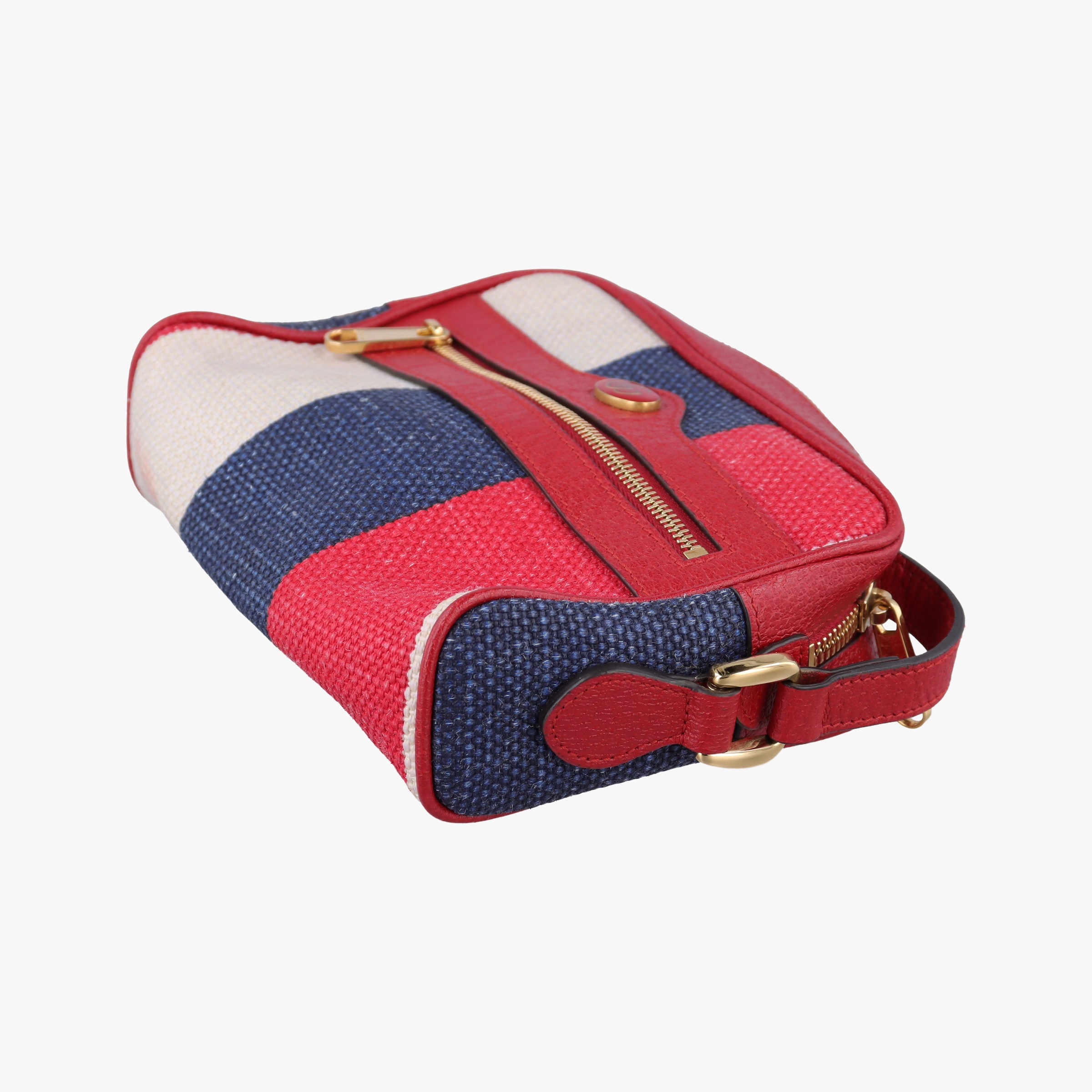Secondhand Gucci OPHIDIA  Red × Navy × Ivory Canvas × Leather 517350 shoulderbag | stylenewstar