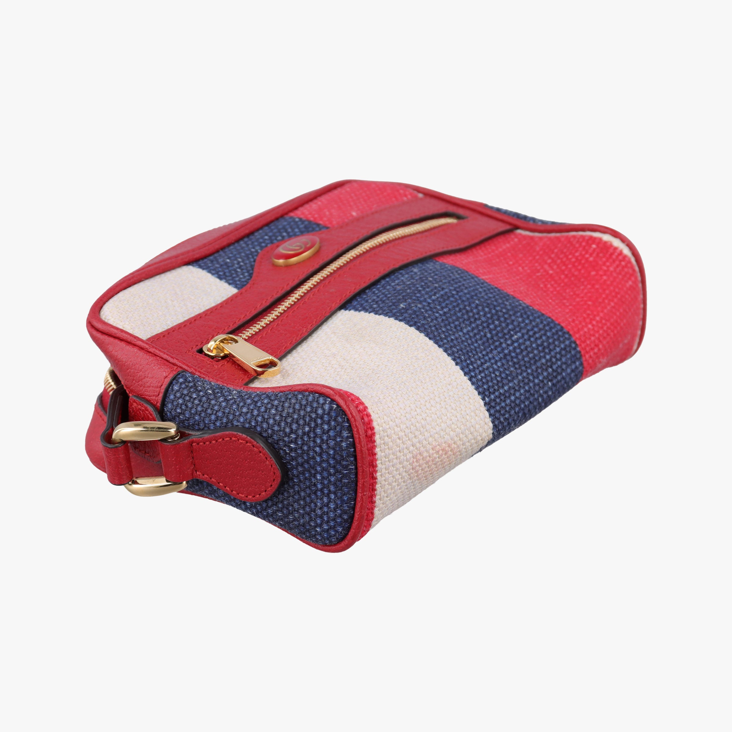 Secondhand Gucci OPHIDIA  Red × Navy × Ivory Canvas × Leather 517350 shoulderbag | stylenewstar