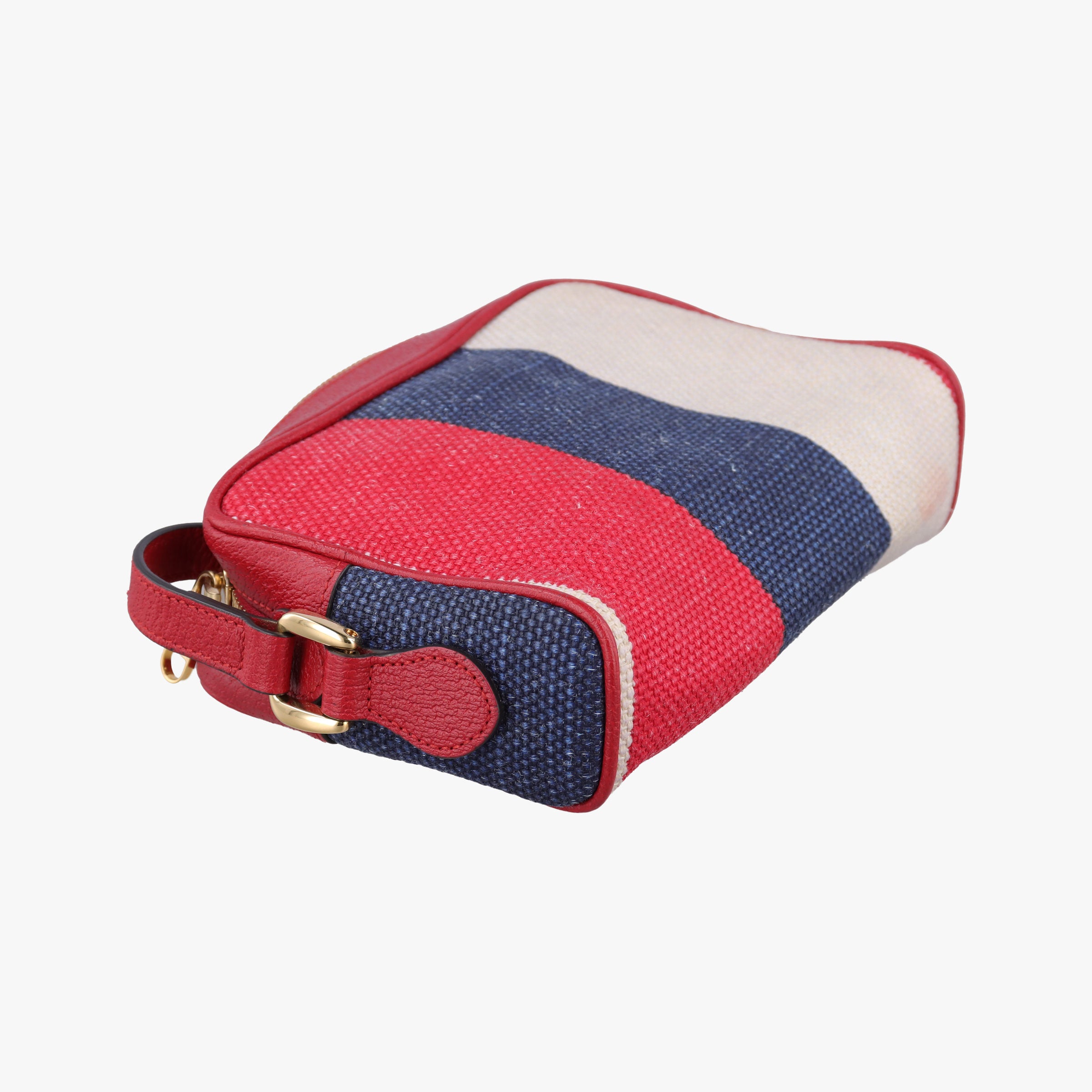 Secondhand Gucci OPHIDIA  Red × Navy × Ivory Canvas × Leather 517350 shoulderbag | stylenewstar