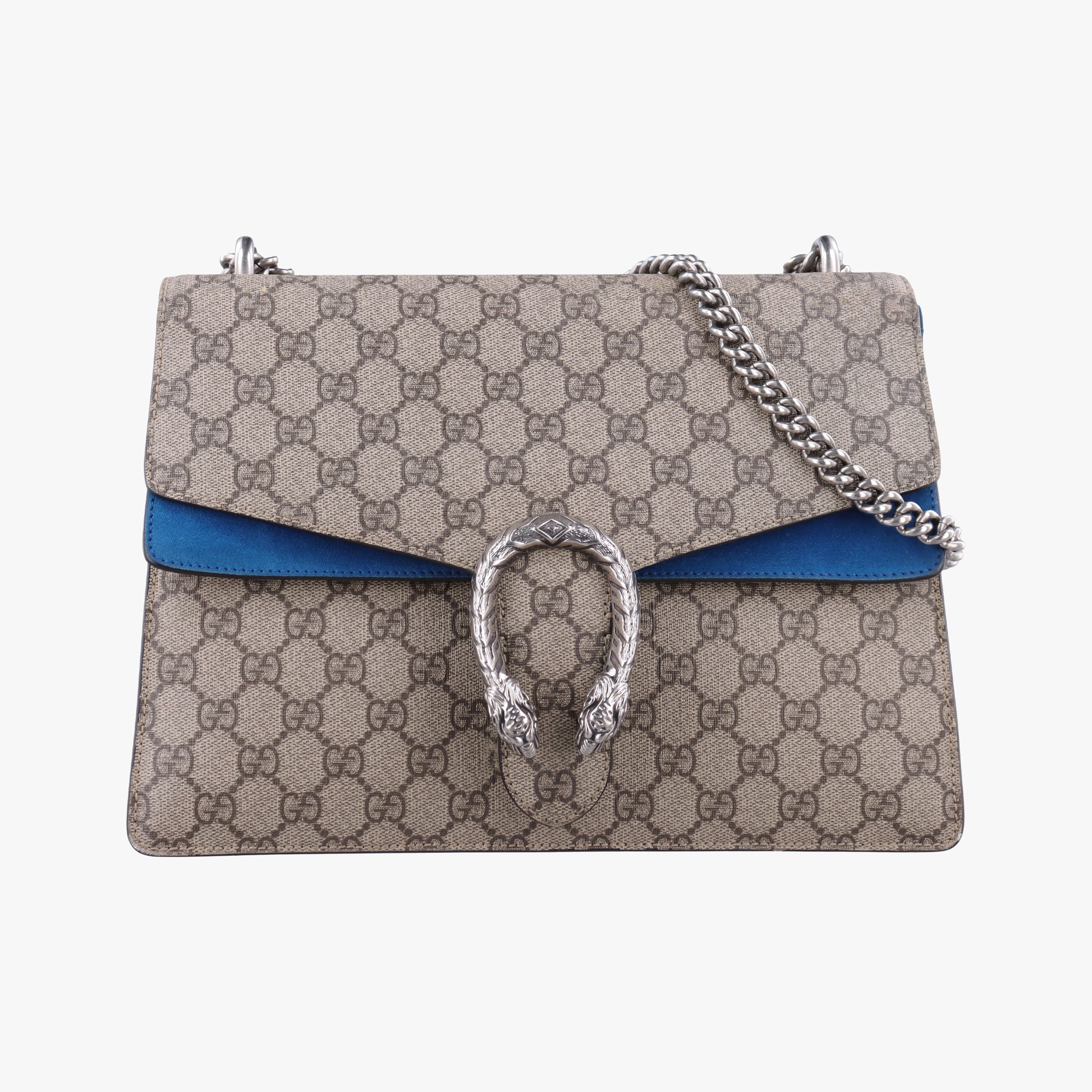Pre-owned Gucci Dionysus beige×blue PVC coated canvas × suede 403348 shoulderbag | stylenewstar