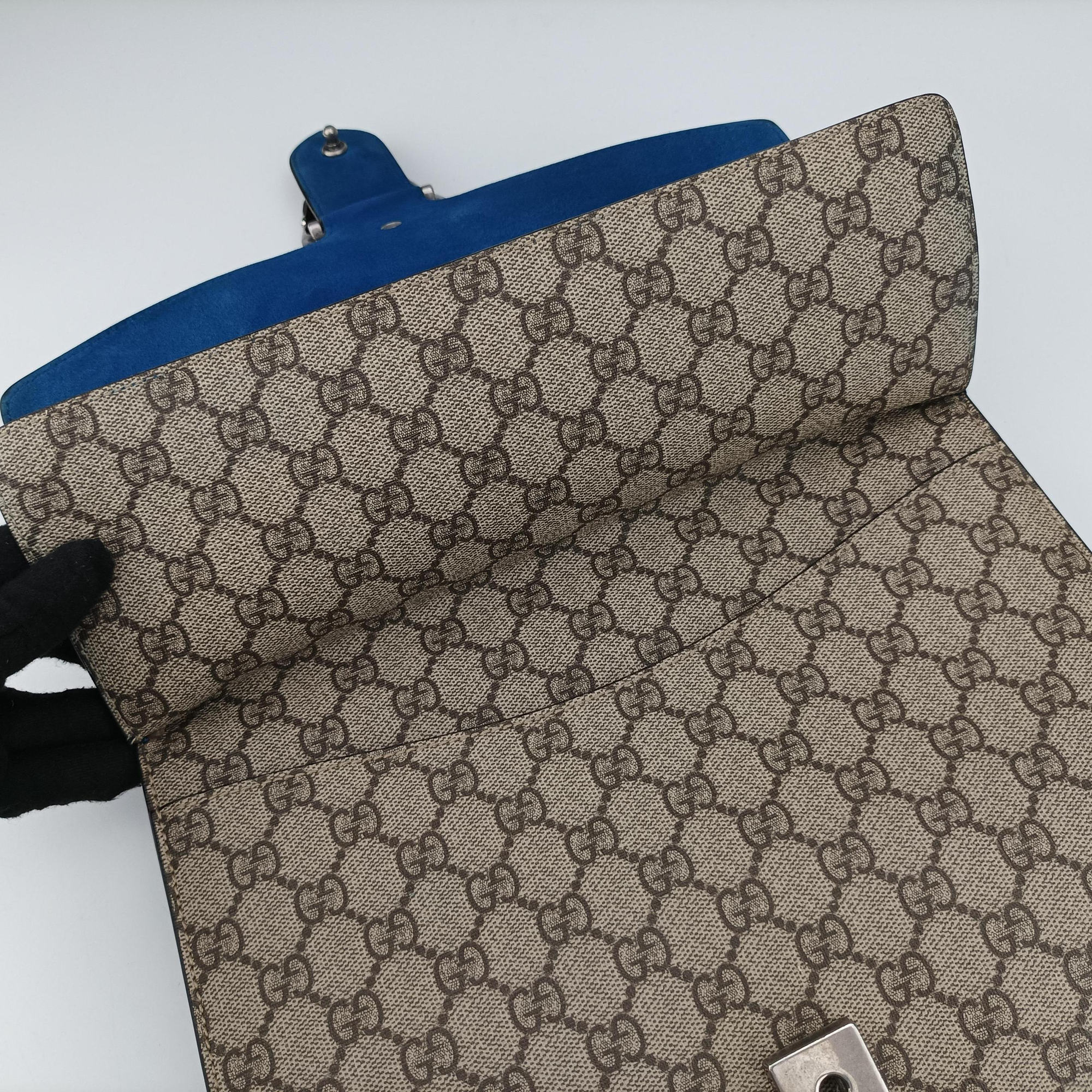 Pre-owned Gucci Dionysus beige×blue PVC coated canvas × suede 403348 shoulderbag | stylenewstar