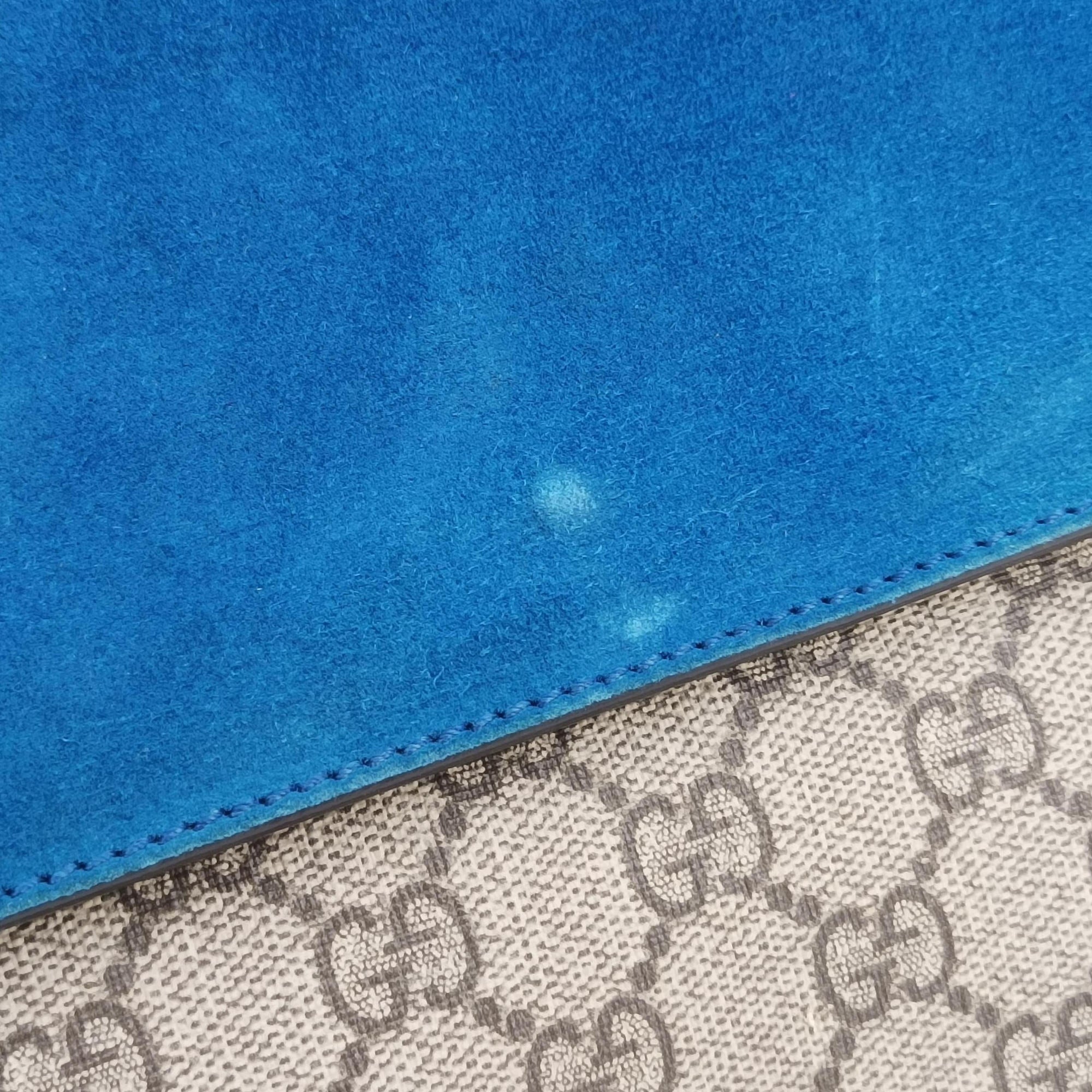 Pre-owned Gucci Dionysus beige×blue PVC coated canvas × suede 403348 shoulderbag | stylenewstar