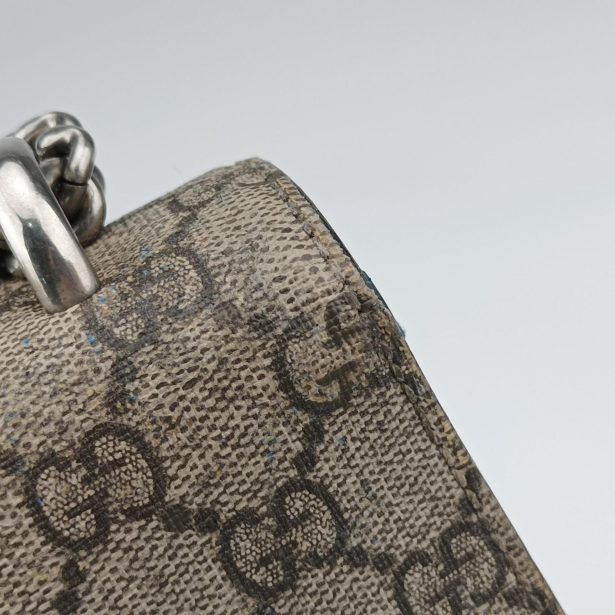 Pre-owned Gucci Dionysus beige×blue PVC coated canvas × suede 403348 shoulderbag | stylenewstar