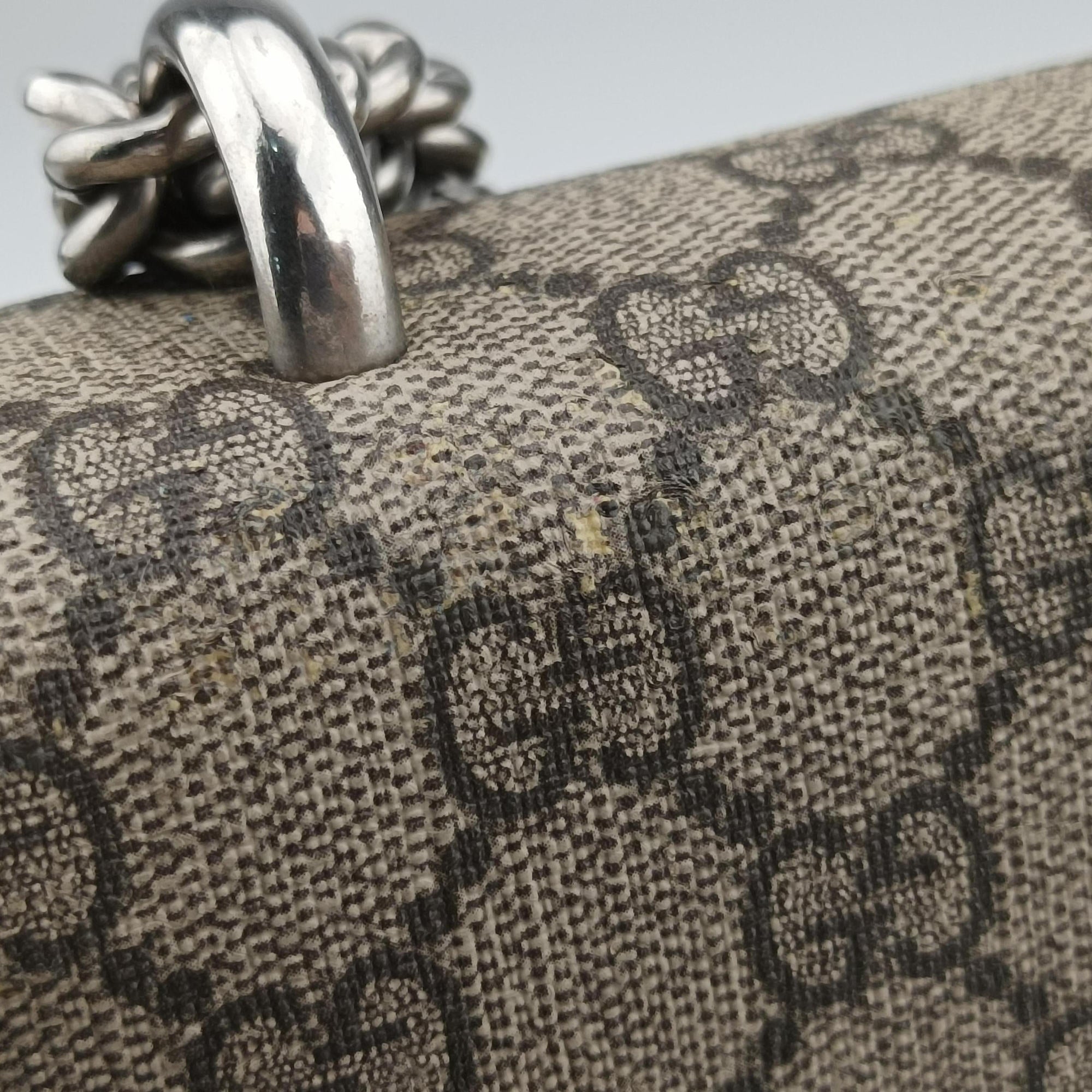 Pre-owned Gucci Dionysus beige×blue PVC coated canvas × suede 403348 shoulderbag | stylenewstar