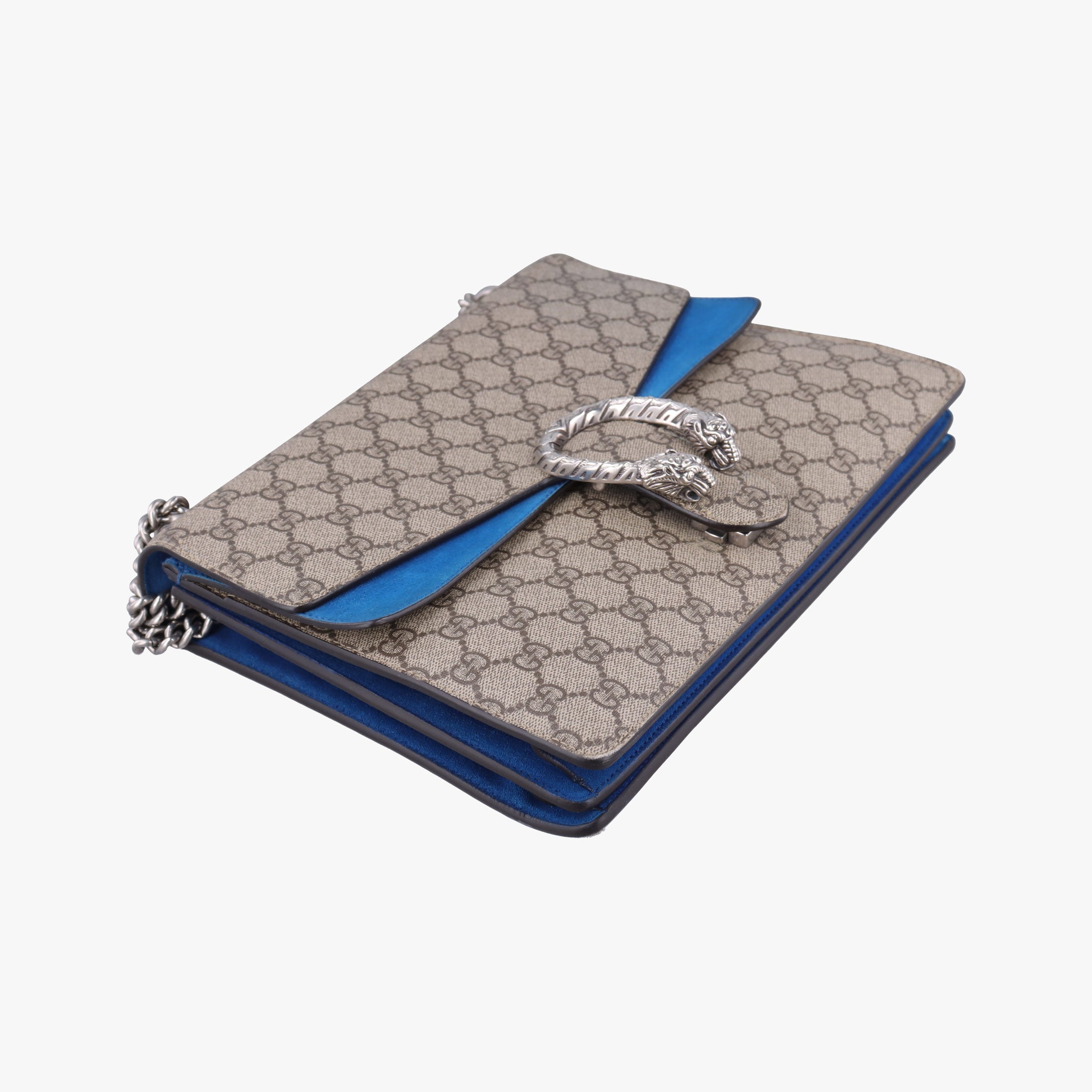 Pre-owned Gucci Dionysus beige×blue PVC coated canvas × suede 403348 shoulderbag | stylenewstar