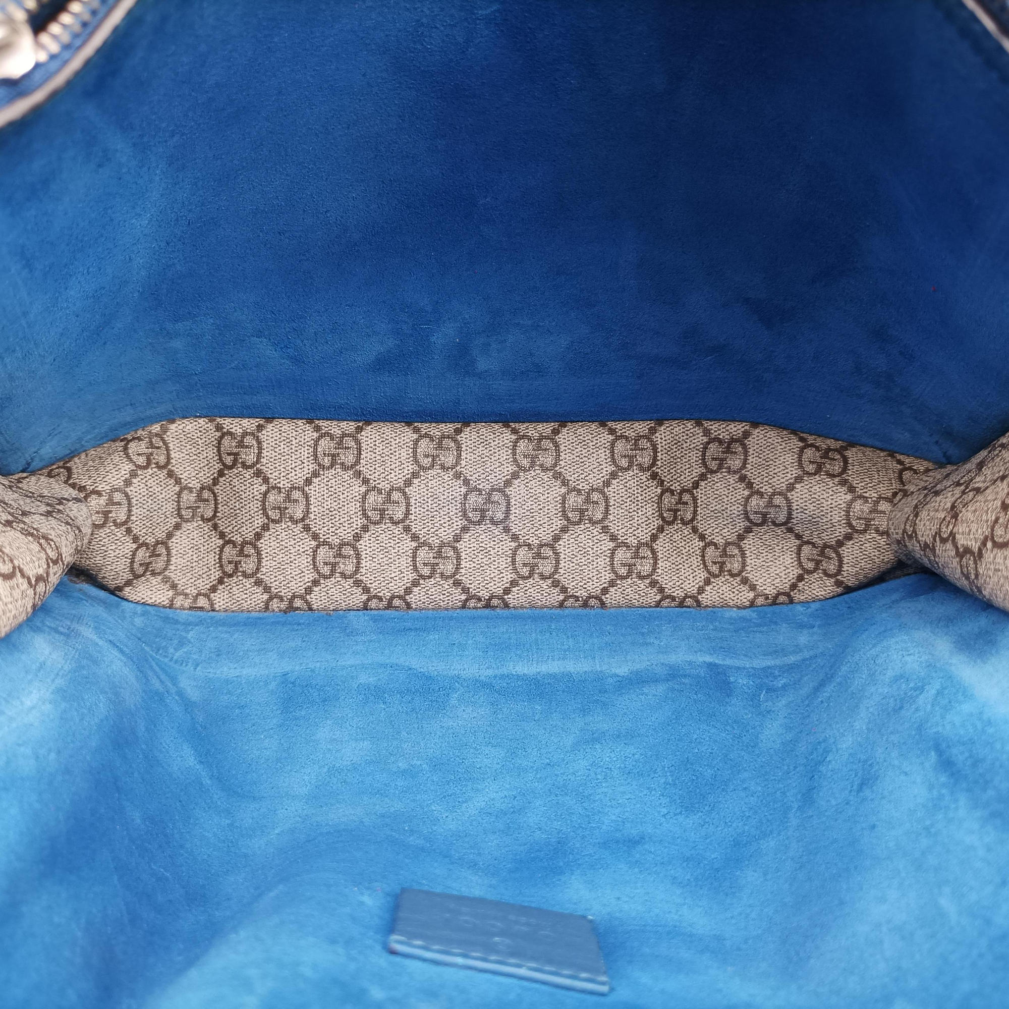 Pre-owned Gucci Dionysus beige×blue PVC coated canvas × suede 403348 shoulderbag | stylenewstar
