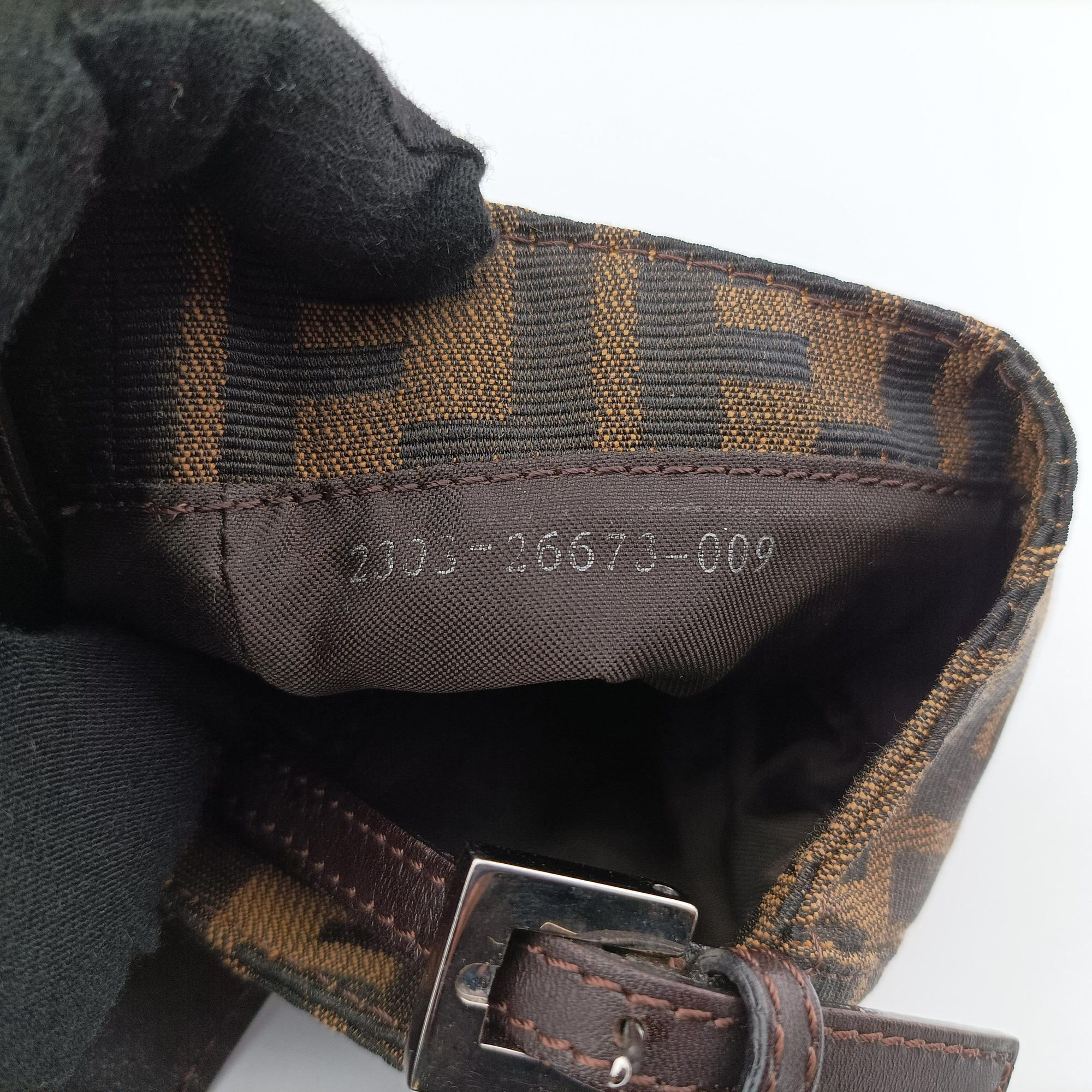 Pre-owned Fendi Mini croissants Brown canvas× leather 26673 handbag | stylenewstar