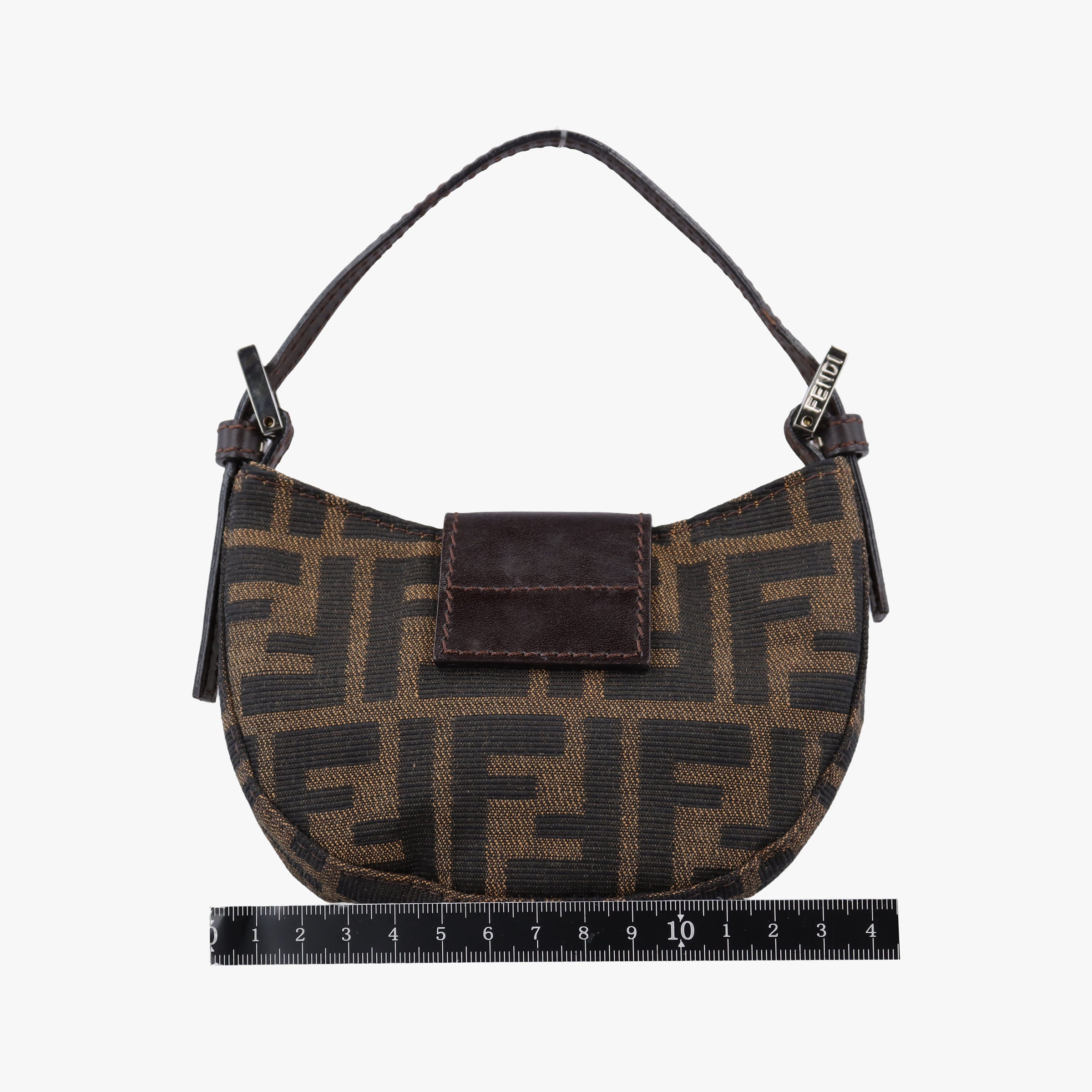 Pre-owned Fendi Mini croissants Brown canvas× leather 26673 handbag | stylenewstar