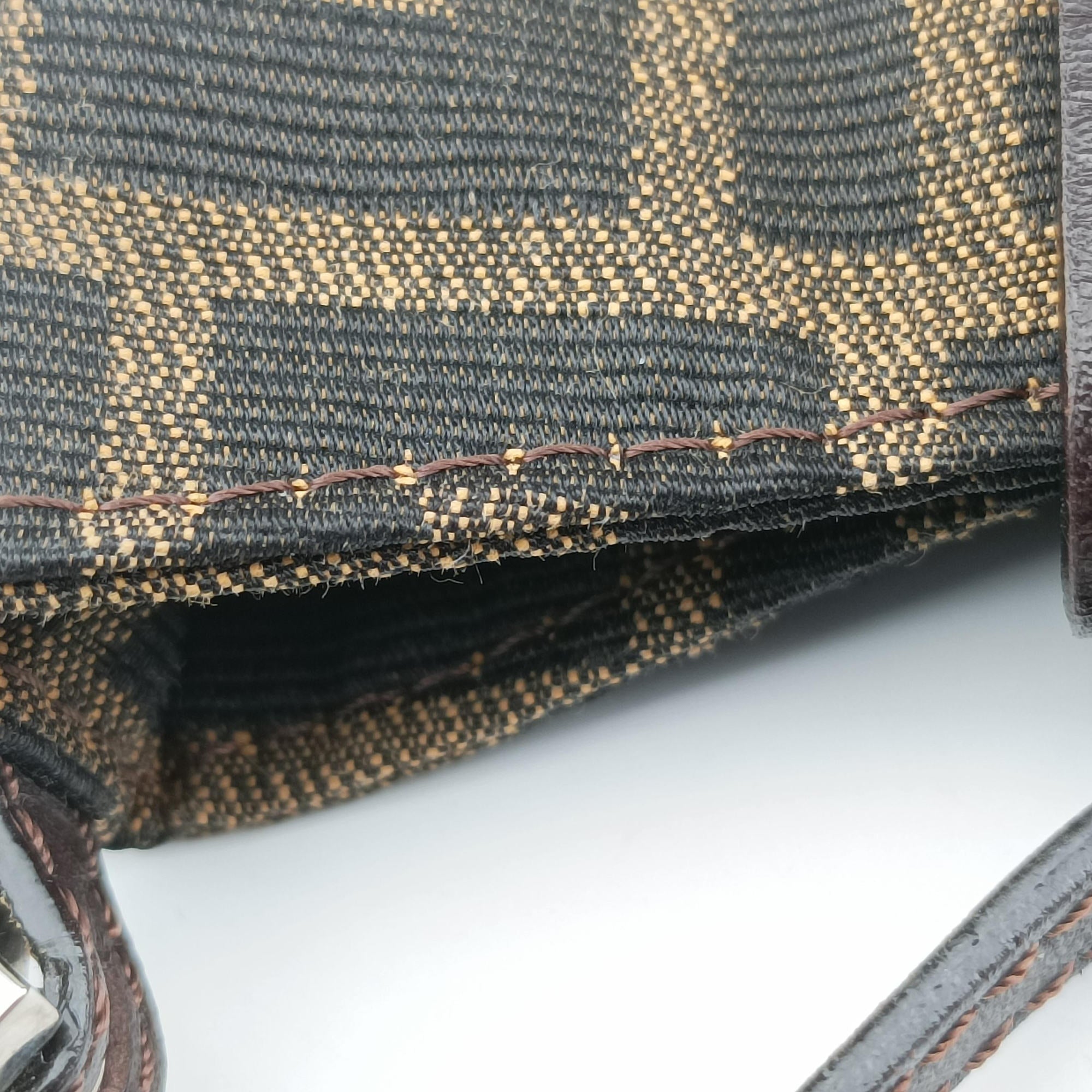 Pre-owned Fendi Mini croissants Brown canvas× leather 26673 handbag | stylenewstar