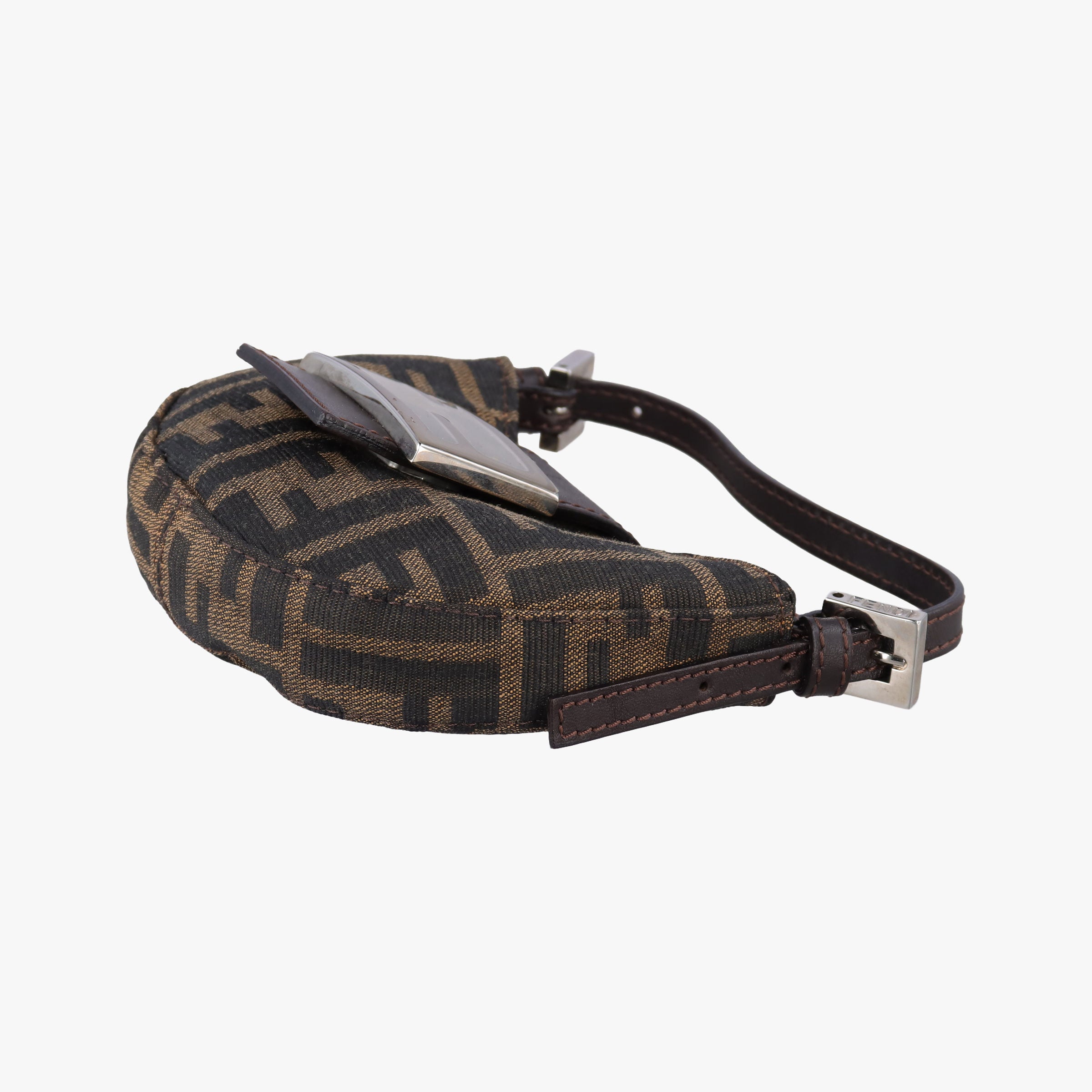Pre-owned Fendi Mini croissants Brown canvas× leather 26673 handbag | stylenewstar