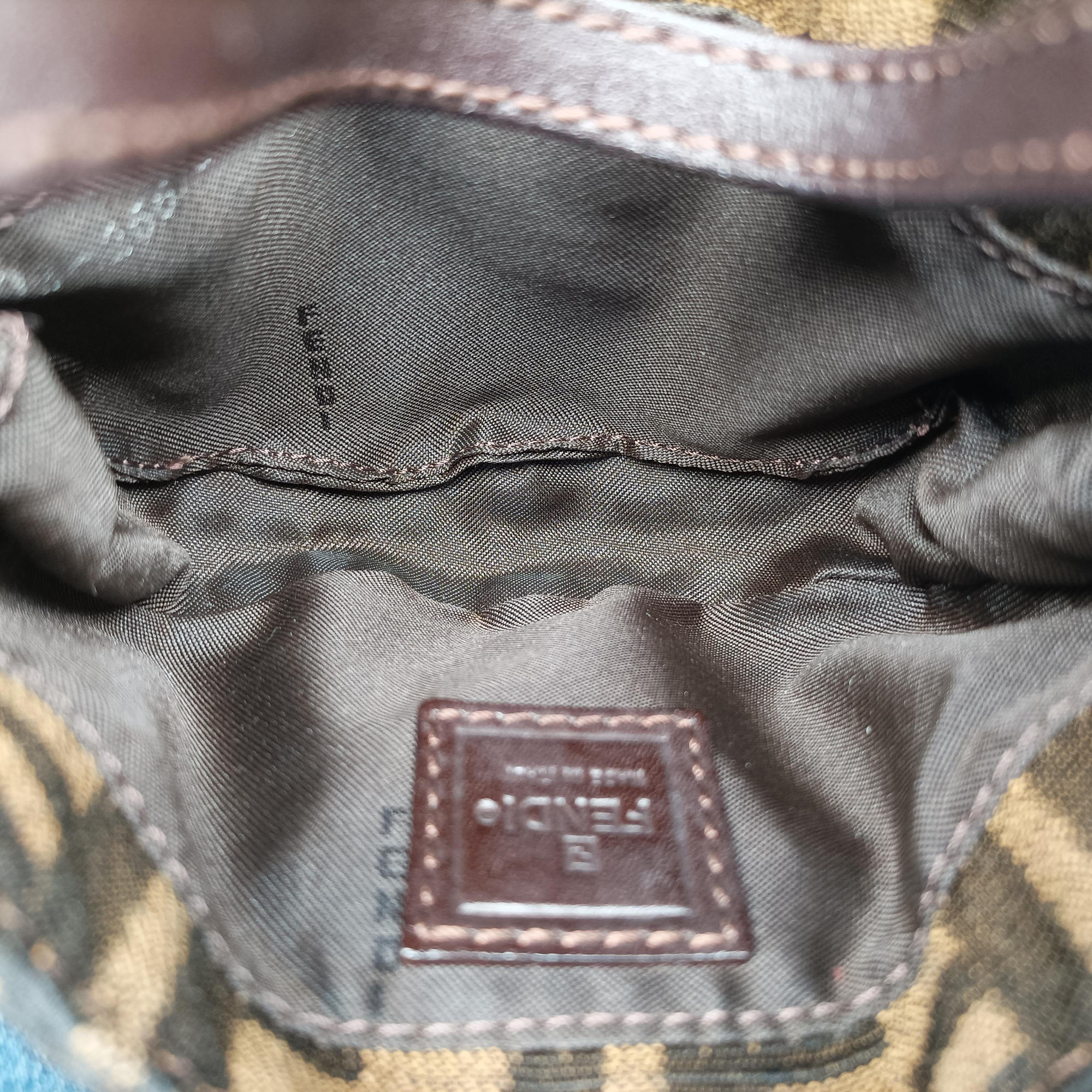 Pre-owned Fendi Mini croissants Brown canvas× leather 26673 handbag | stylenewstar