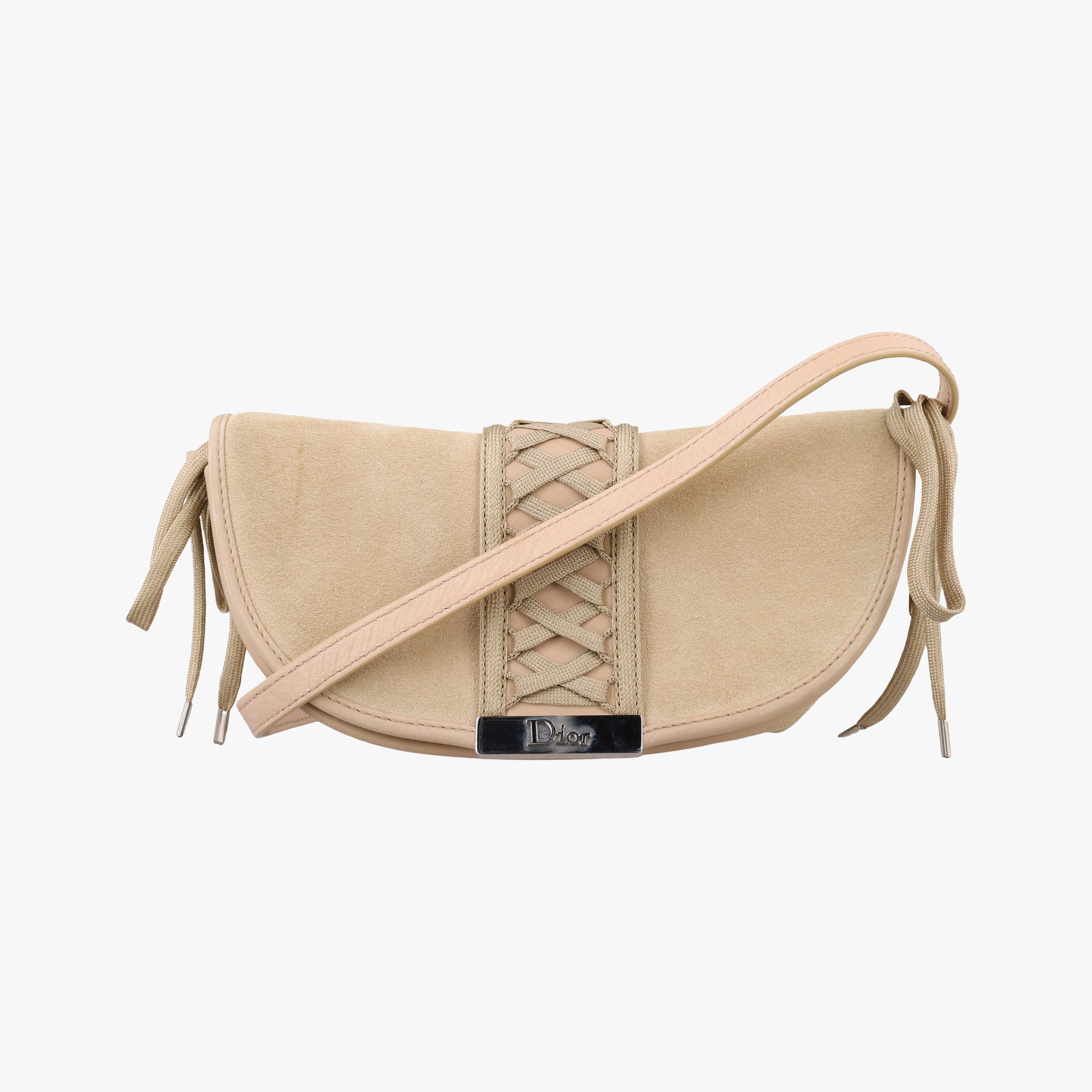 Pre-owned Christian Dior Admit It Beige Suede×Leather  shoulderbag | stylenewstar
