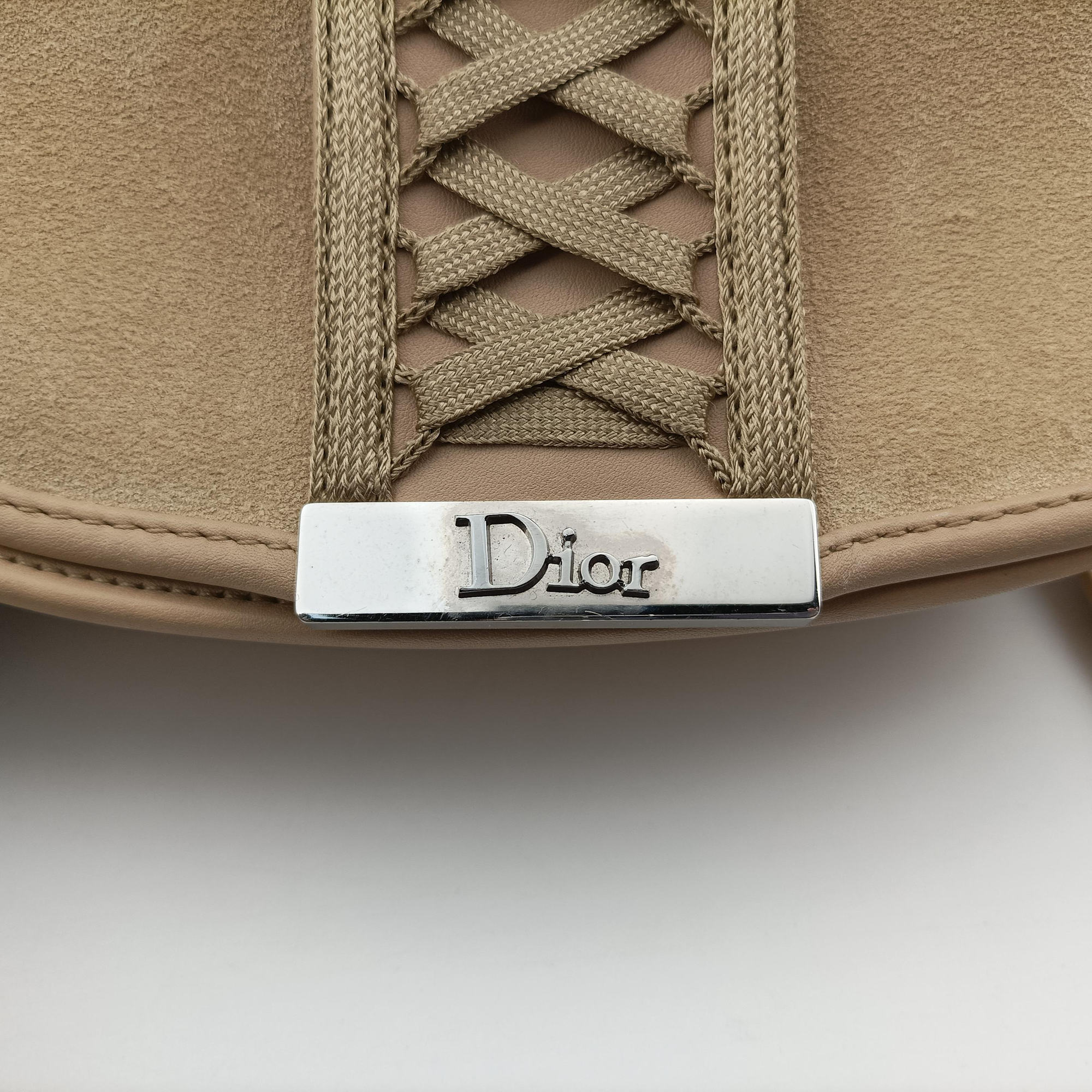 Pre-owned Christian Dior Admit It Beige Suede×Leather  shoulderbag | stylenewstar