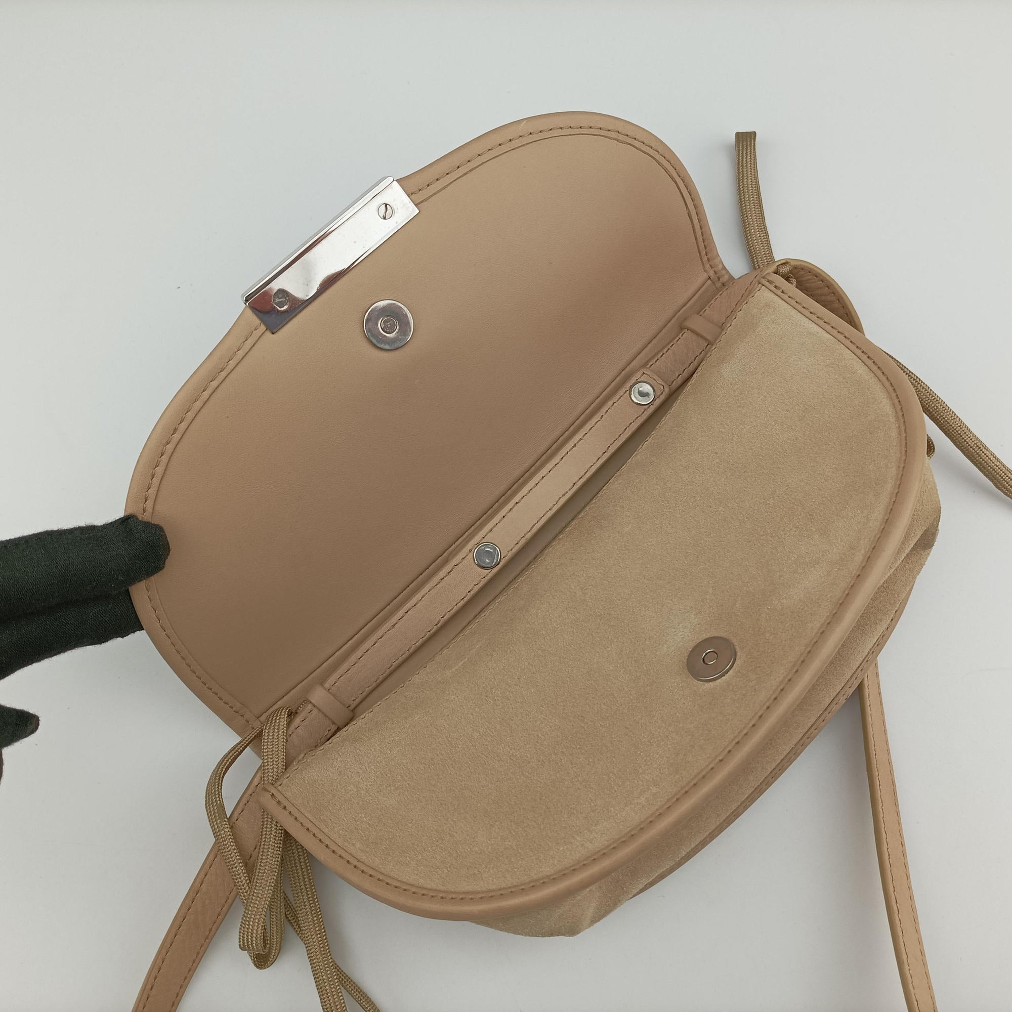 Pre-owned Christian Dior Admit It Beige Suede×Leather  shoulderbag | stylenewstar