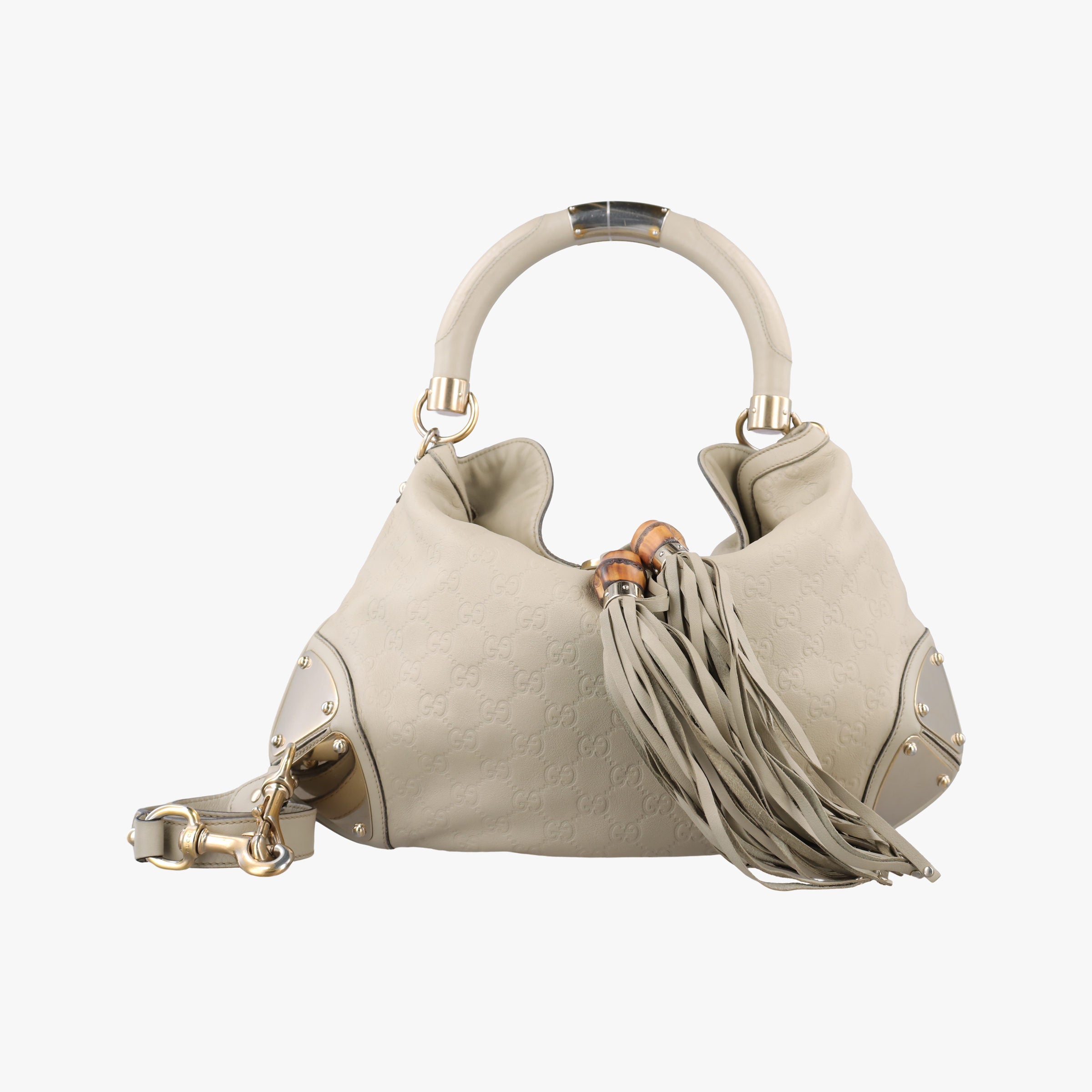 Pre-owned Gucci Indy Hobo White Leather 177139 shoulderbag | stylenewstar