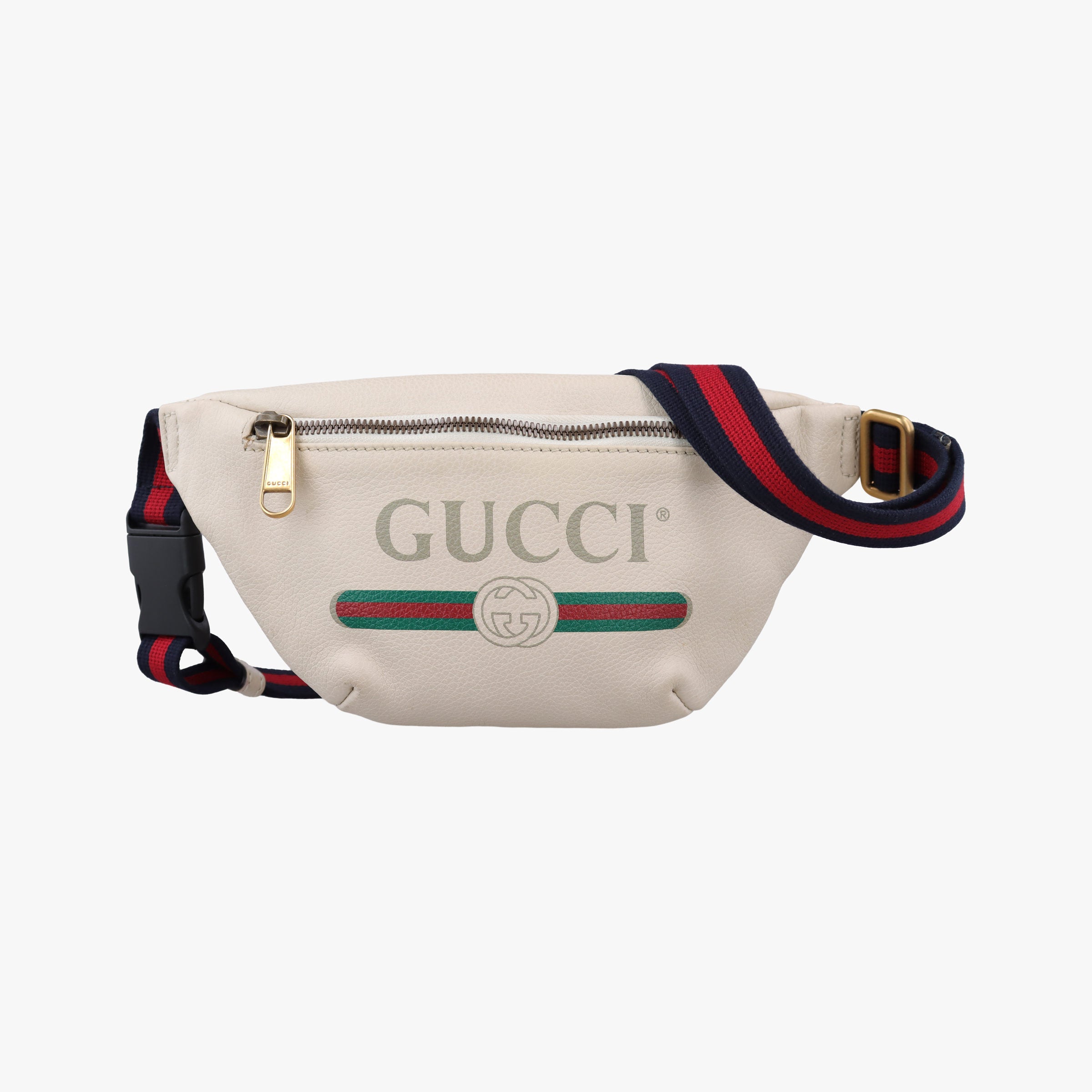 Pre-owned Gucci Gucci Print White Leather 527792 bum bag/waist bag | stylenewstar