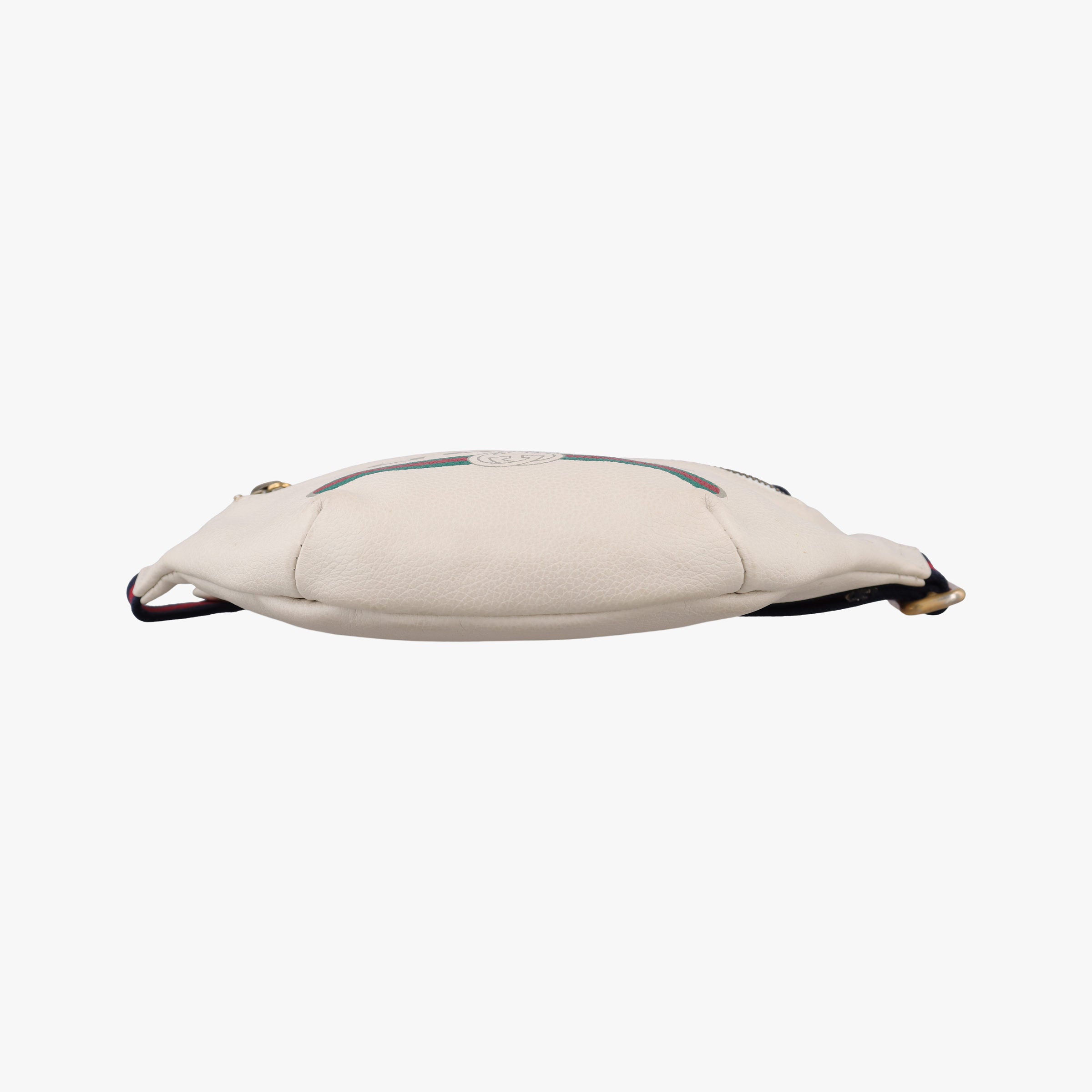 Pre-owned Gucci Gucci Print White Leather 527792 bum bag/waist bag | stylenewstar