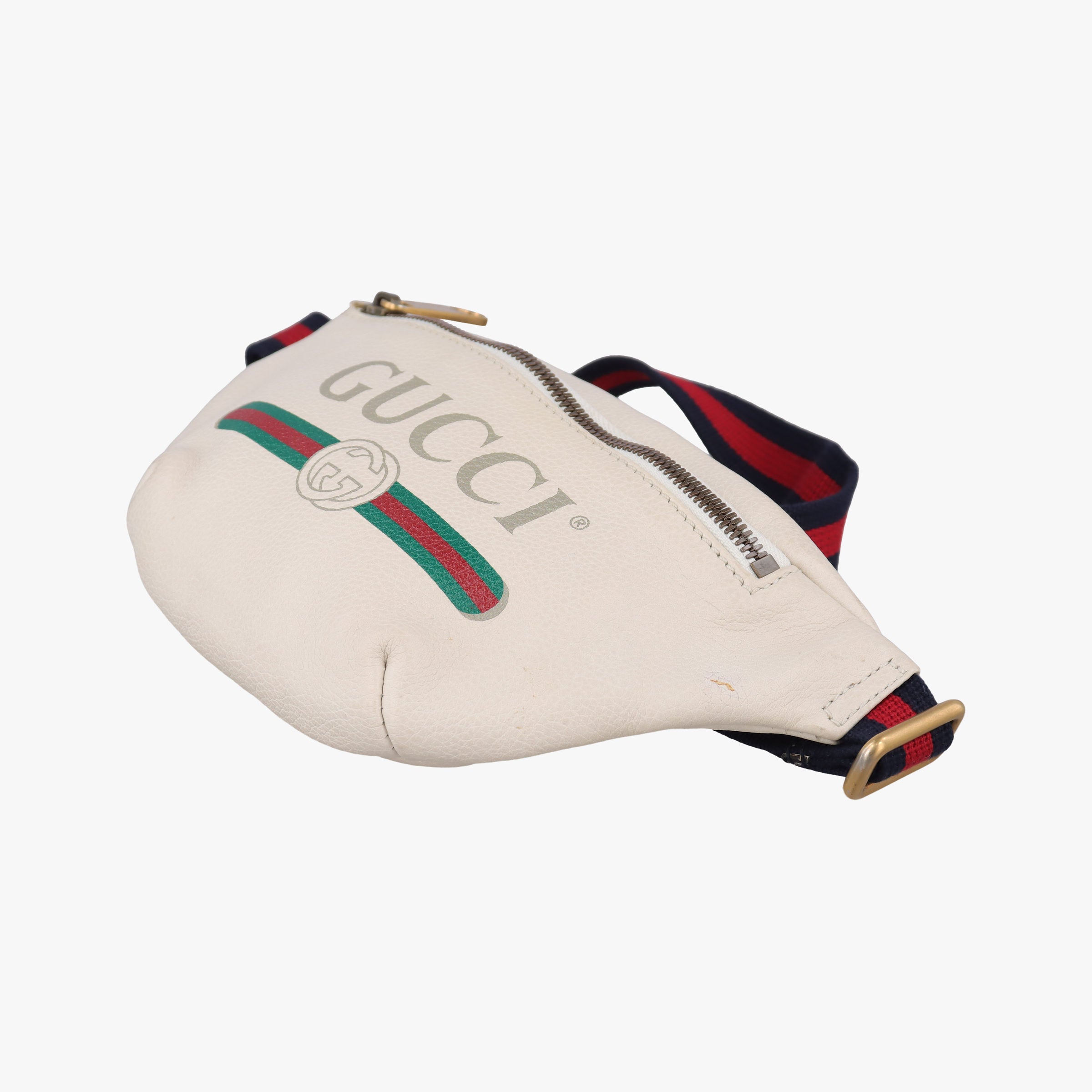 Pre-owned Gucci Gucci Print White Leather 527792 bum bag/waist bag | stylenewstar