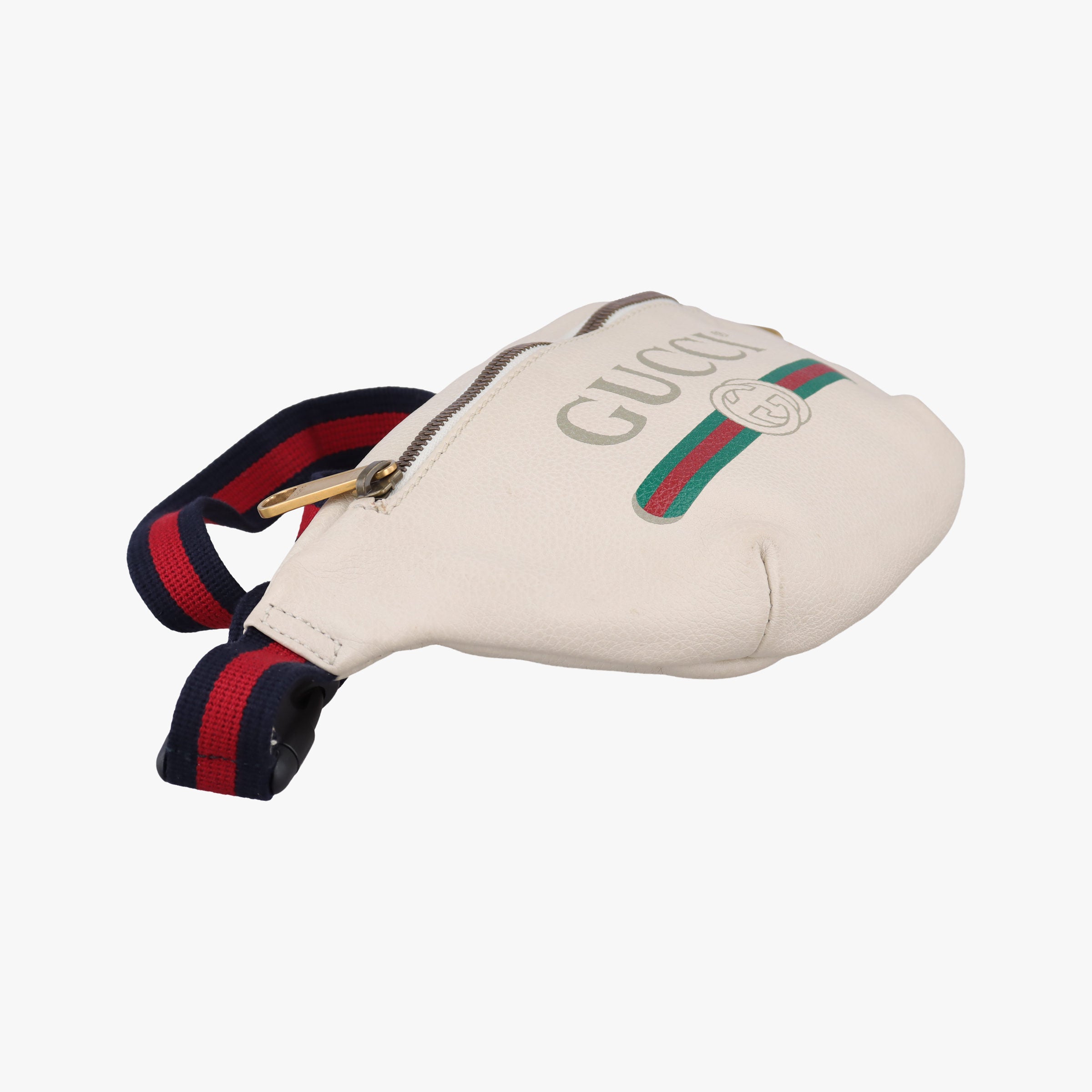 Pre-owned Gucci Gucci Print White Leather 527792 bum bag/waist bag | stylenewstar