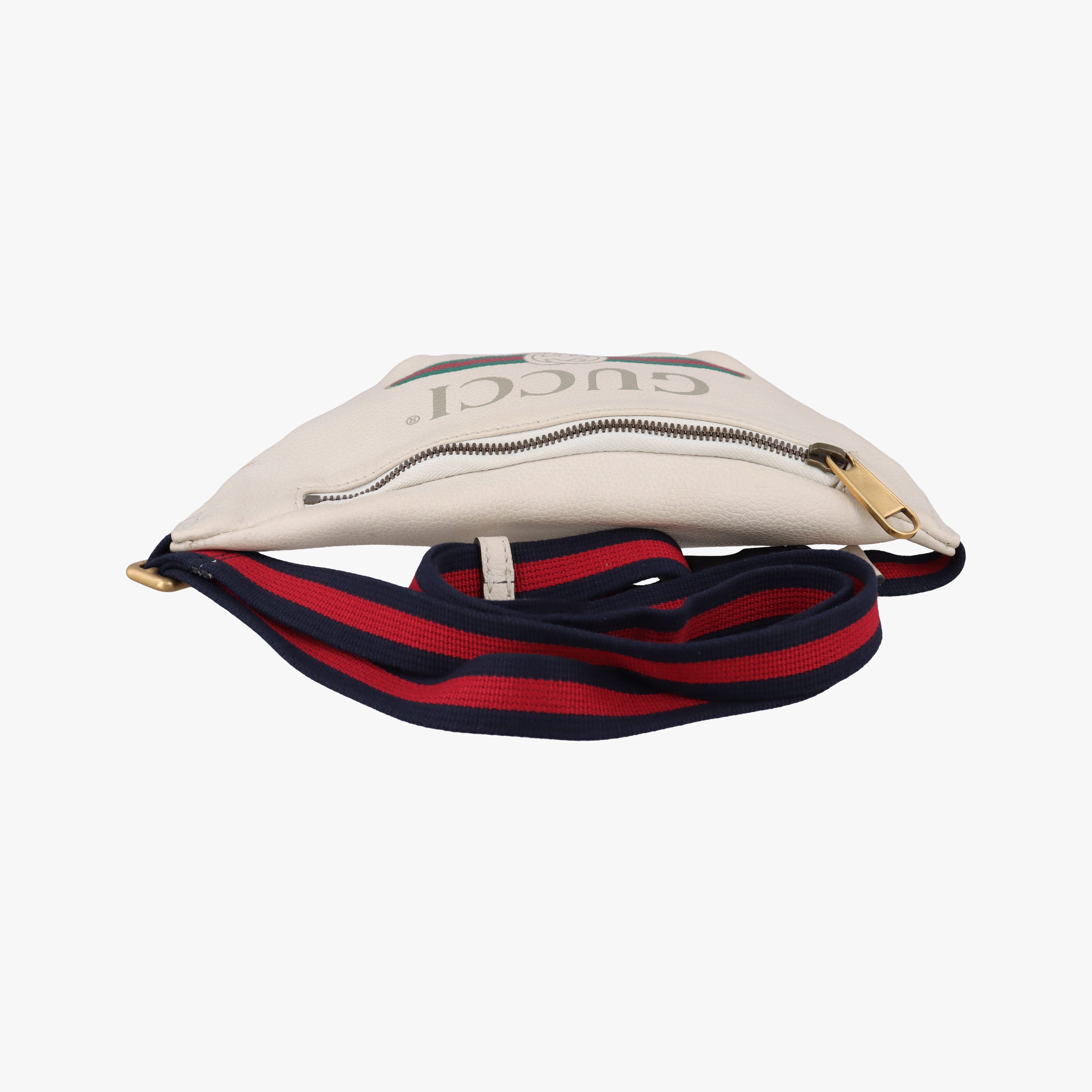 Pre-owned Gucci Gucci Print White Leather 527792 bum bag/waist bag | stylenewstar