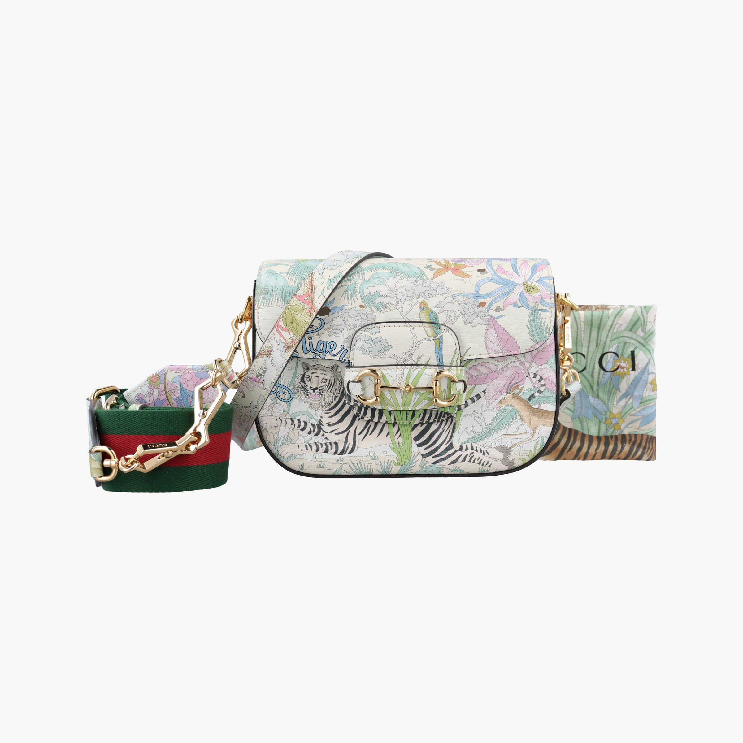 Pre-owned Gucci Horsebit 1955 WhitexMulticolour Leather 677266 shoulderbag | stylenewstar