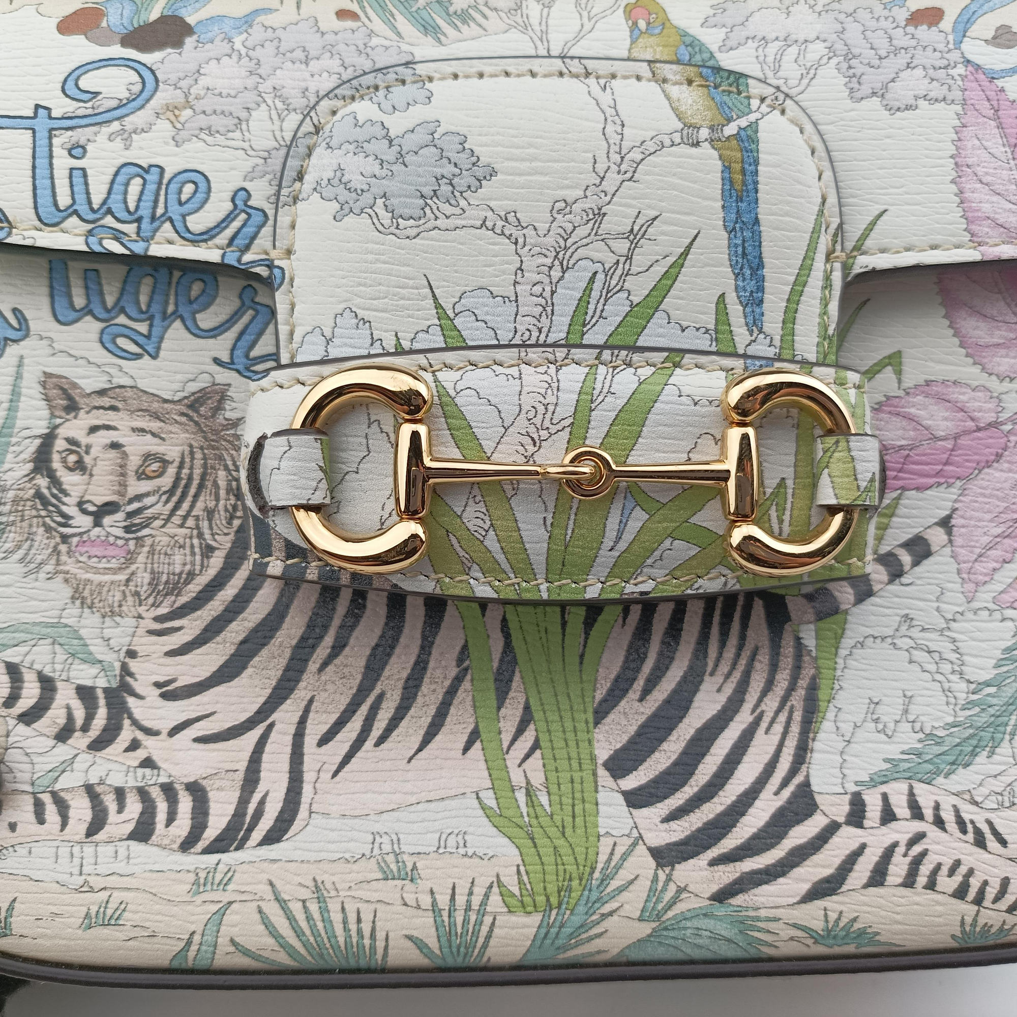 Pre-owned Gucci Horsebit 1955 WhitexMulticolour Leather 677266 shoulderbag | stylenewstar