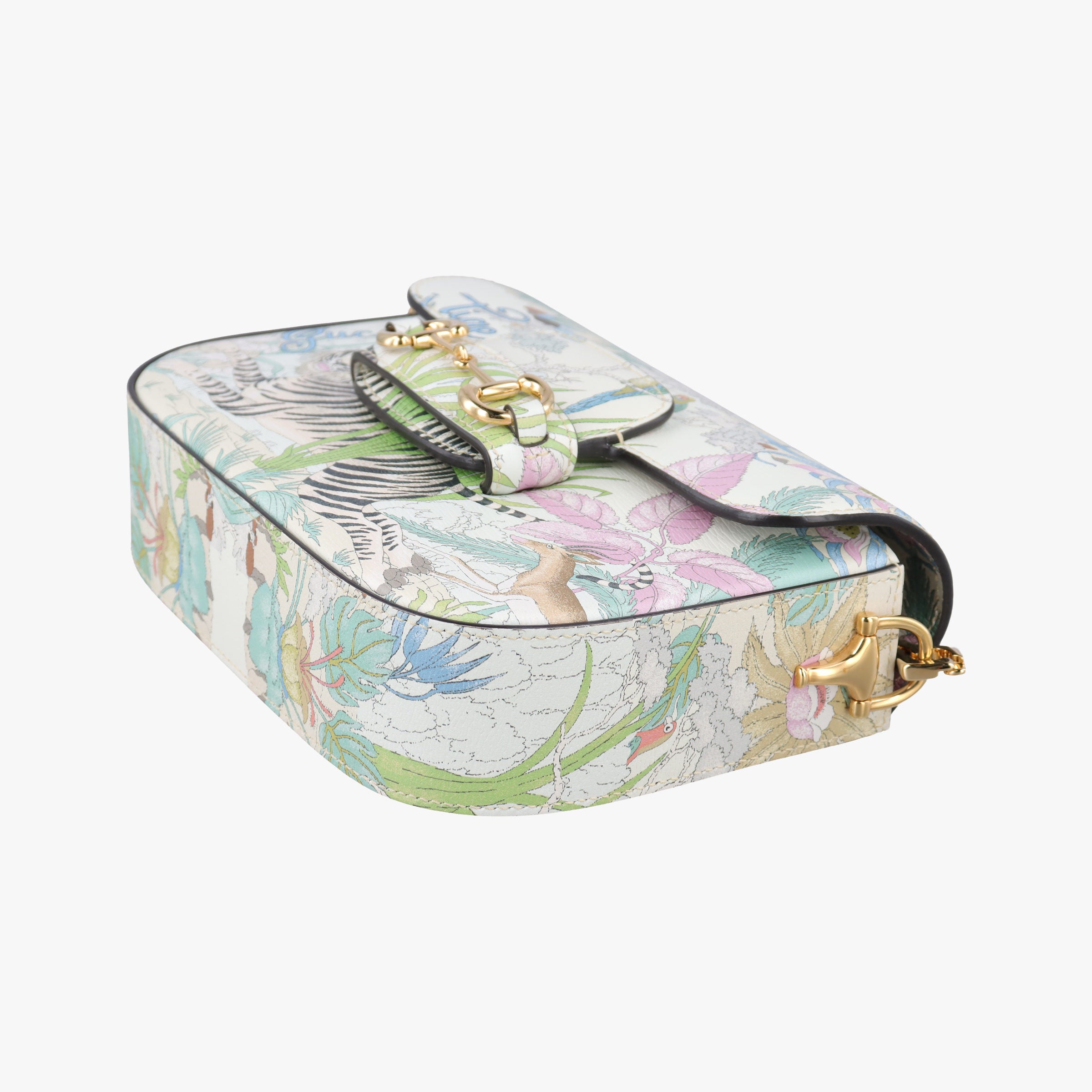 Pre-owned Gucci Horsebit 1955 WhitexMulticolour Leather 677266 shoulderbag | stylenewstar