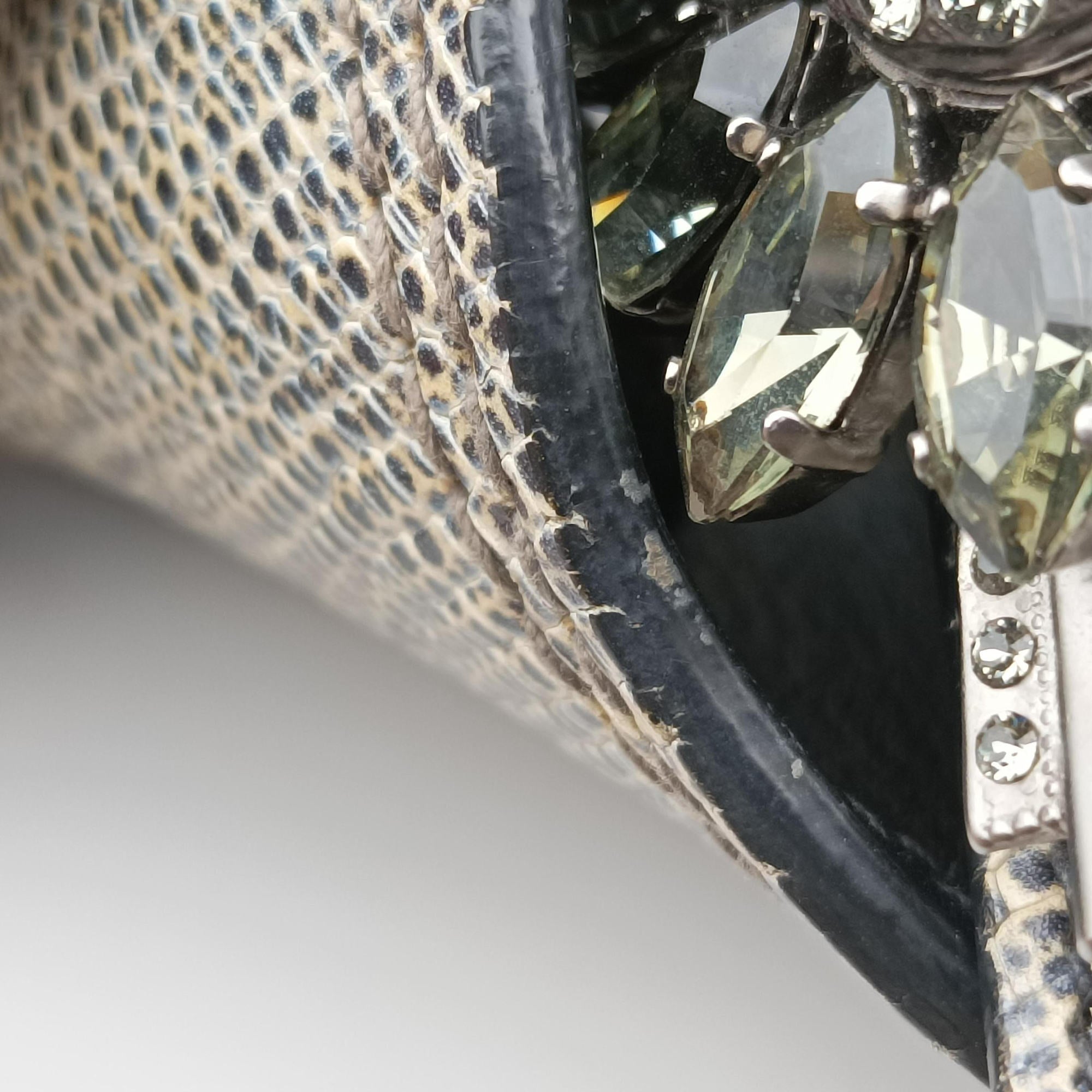Pre-owned Miu Miu Miu Lady Beige Lizard Embossed Leather 5BA044 shoulderbag | stylenewstar