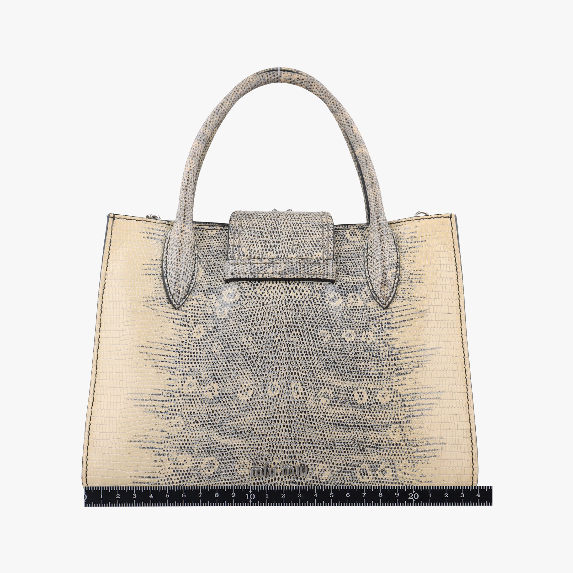 Pre-owned Miu Miu Miu Lady Beige Lizard Embossed Leather 5BA044 shoulderbag | stylenewstar