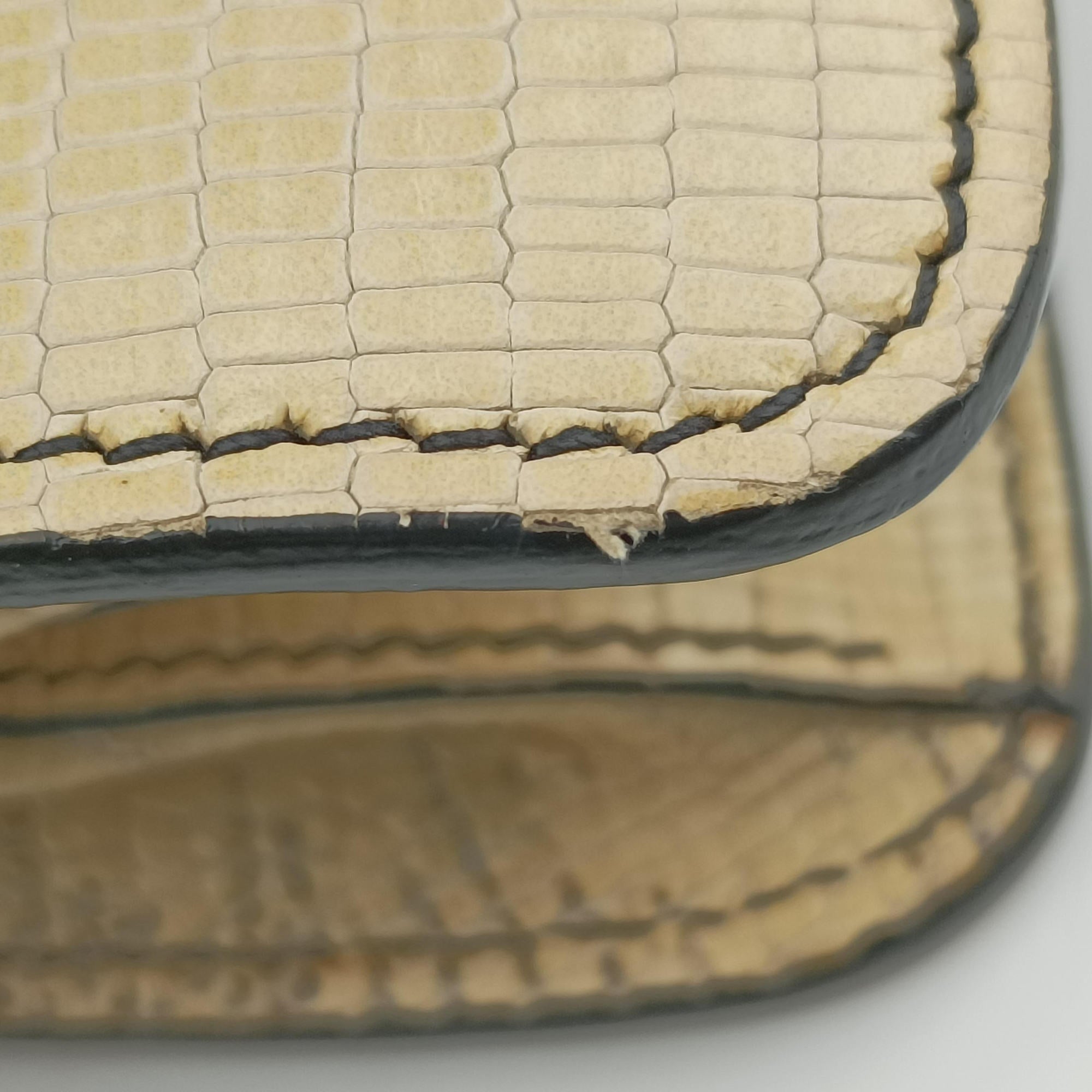 Pre-owned Miu Miu Miu Lady Beige Lizard Embossed Leather 5BA044 shoulderbag | stylenewstar
