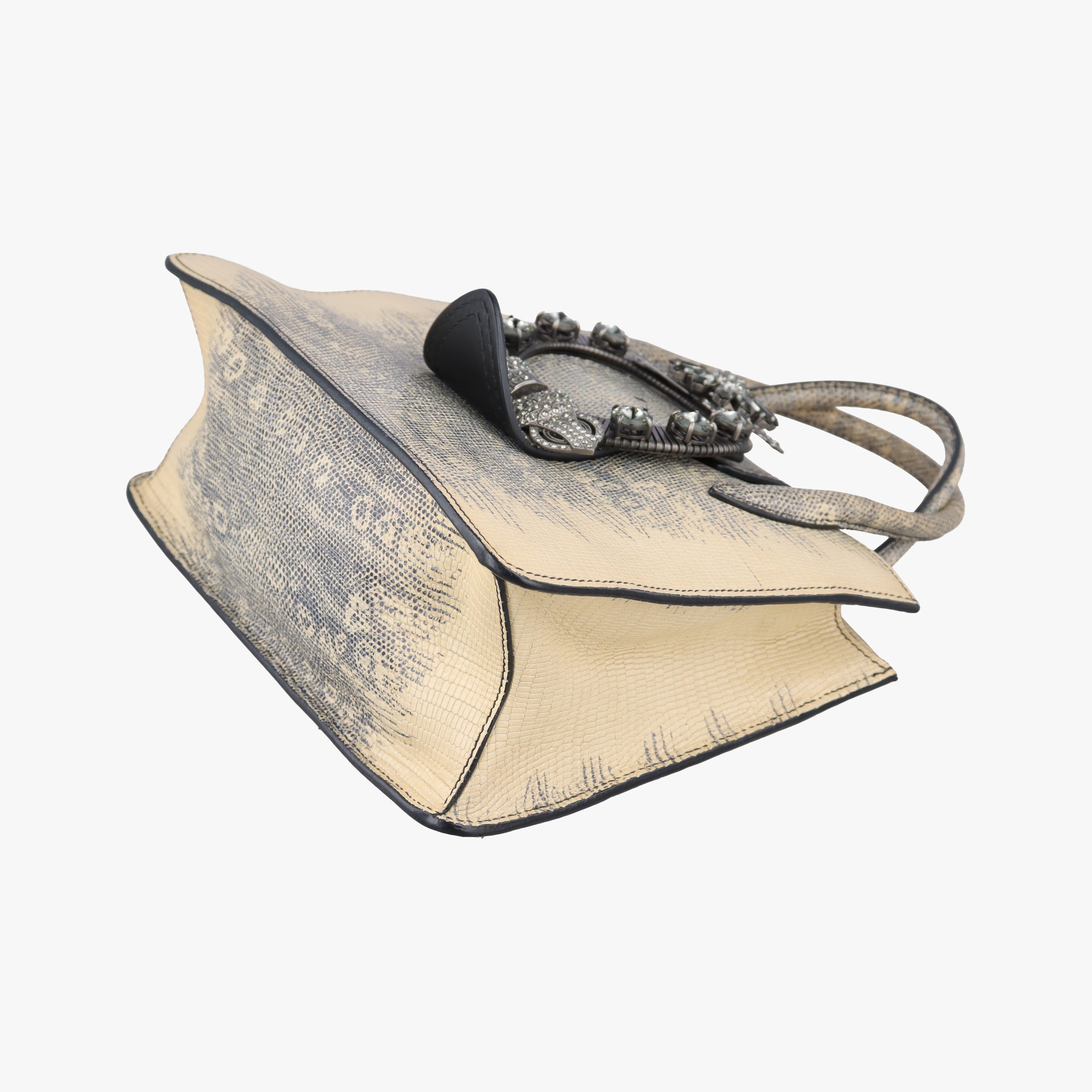 Pre-owned Miu Miu Miu Lady Beige Lizard Embossed Leather 5BA044 shoulderbag | stylenewstar