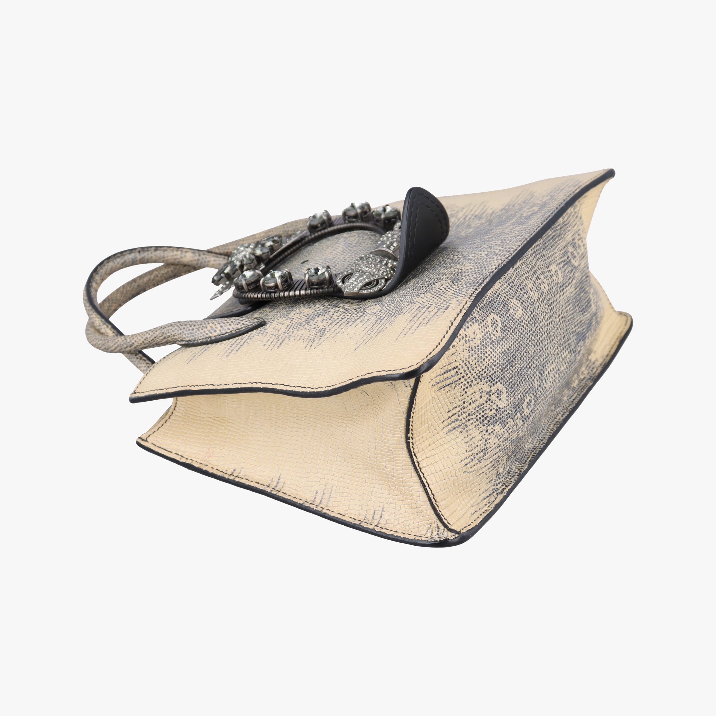 Pre-owned Miu Miu Miu Lady Beige Lizard Embossed Leather 5BA044 shoulderbag | stylenewstar