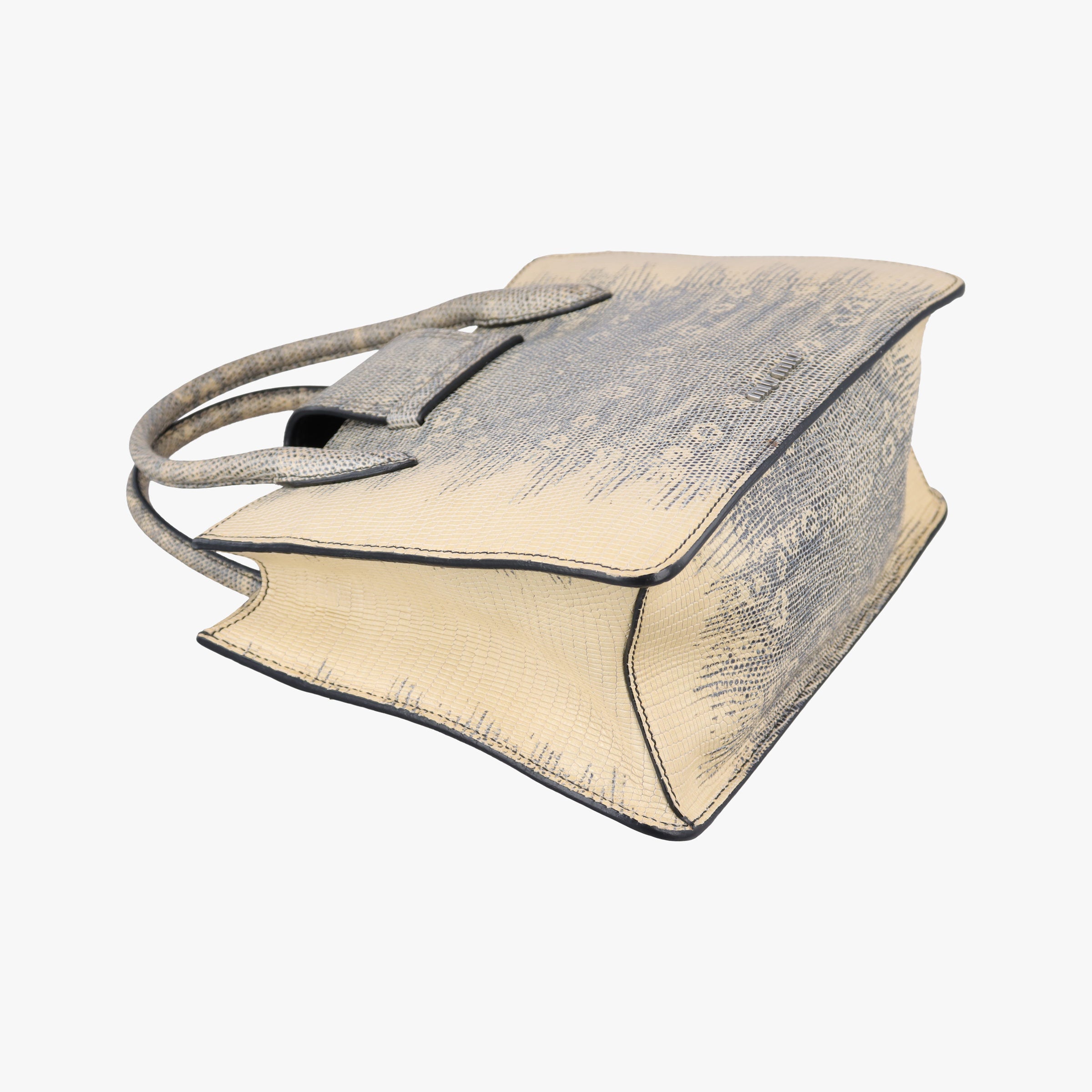Pre-owned Miu Miu Miu Lady Beige Lizard Embossed Leather 5BA044 shoulderbag | stylenewstar