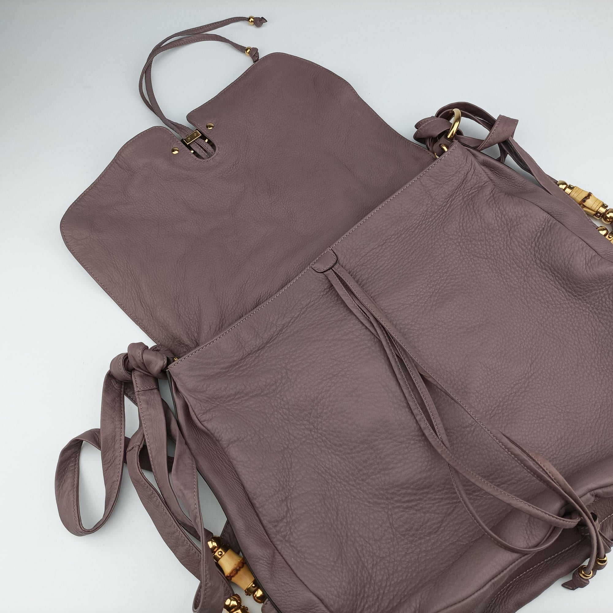 Vintage Gucci Bamboo 1921  Mauve Leather 232940 shoulderbag | stylenewstar