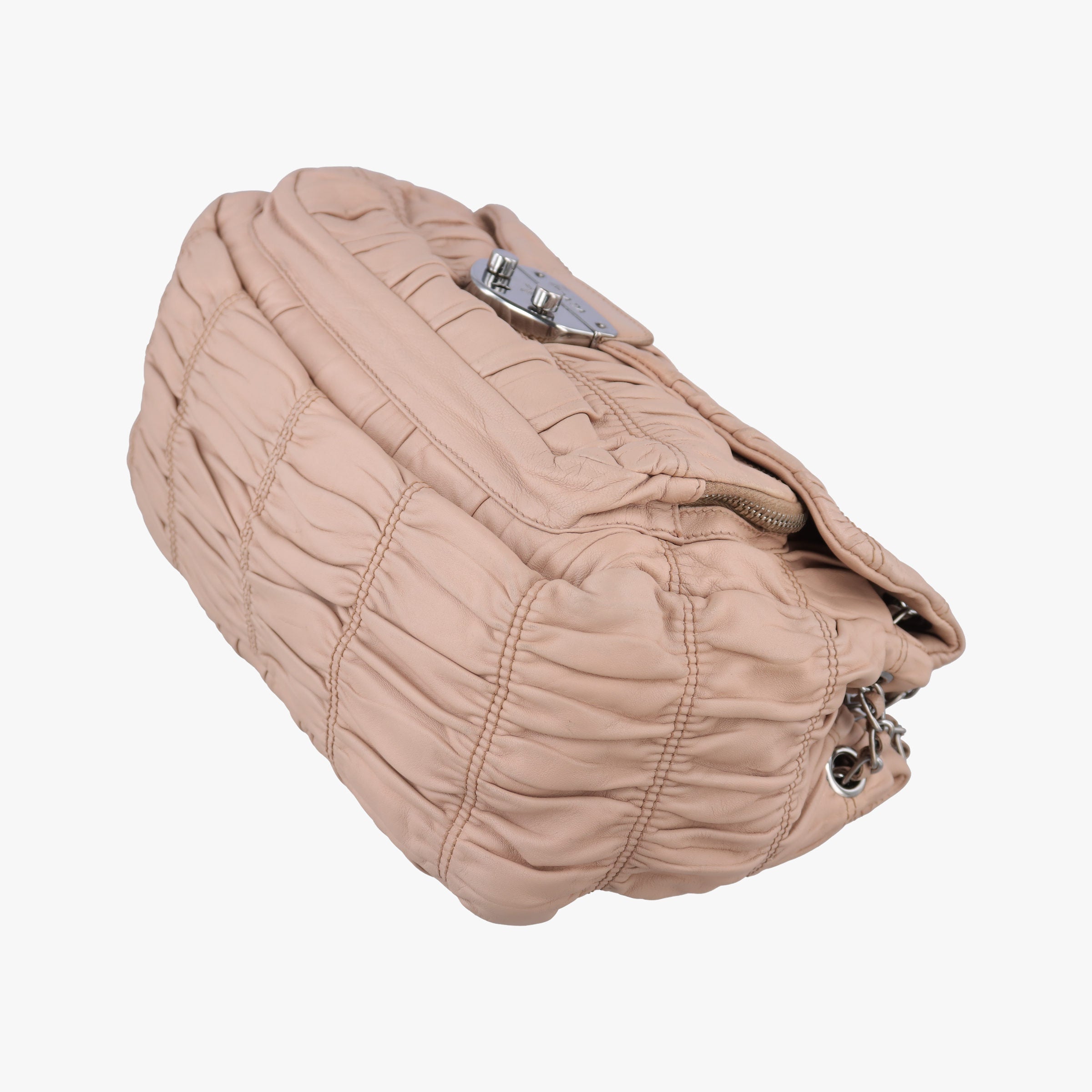 Pre-owned Prada Gaufre Logo Flap Pink Nappa Leather BT0939 shoulderbag | stylenewstar