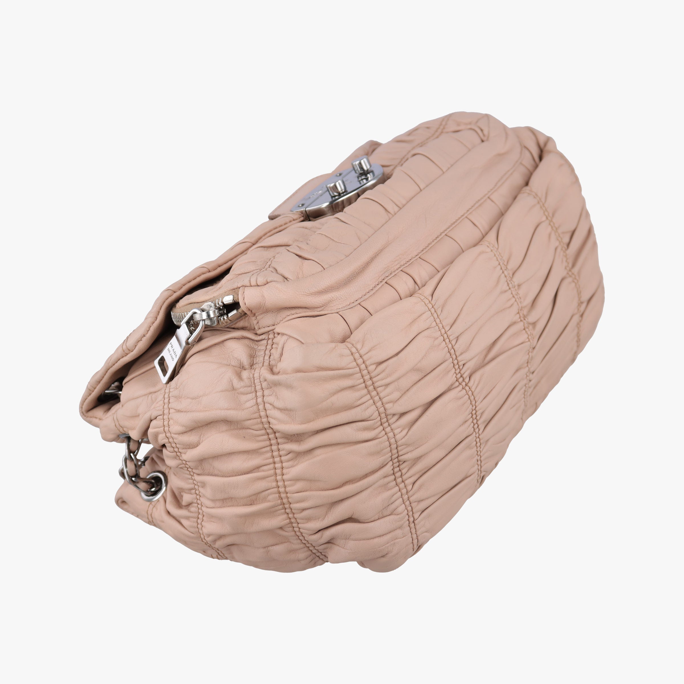 Pre-owned Prada Gaufre Logo Flap Pink Nappa Leather BT0939 shoulderbag | stylenewstar