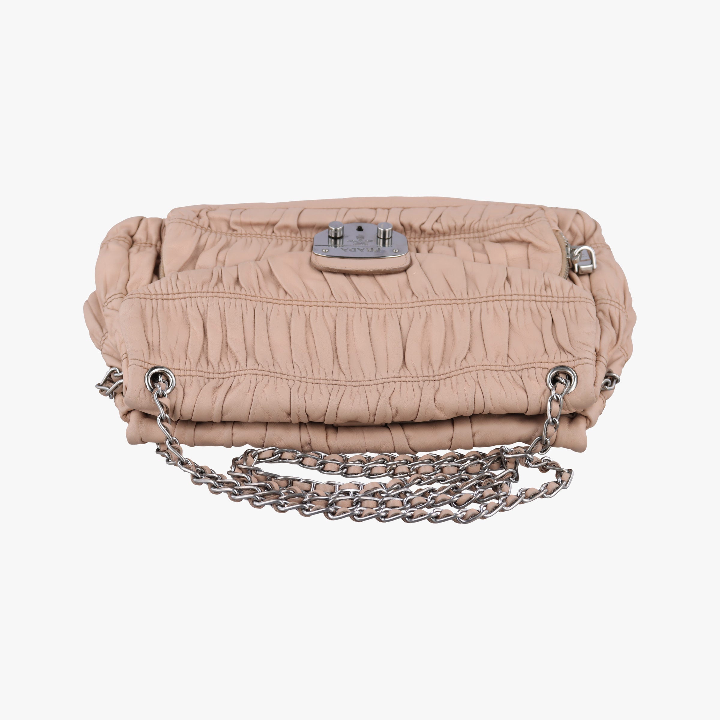 Pre-owned Prada Gaufre Logo Flap Pink Nappa Leather BT0939 shoulderbag | stylenewstar