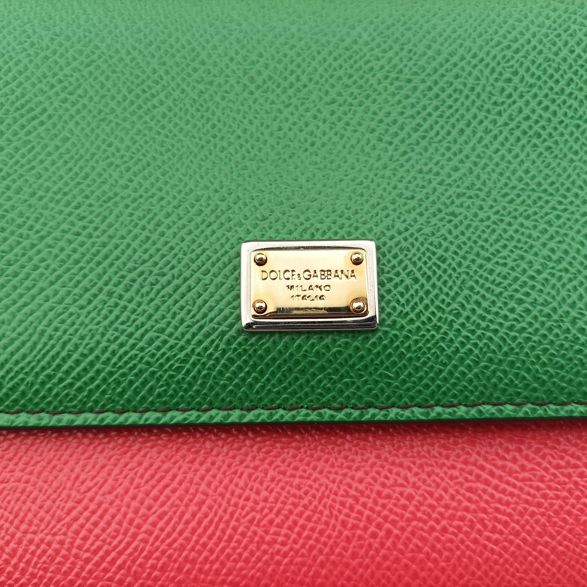 Pre-owned Dolce & Gabbana SICILY RedxGreen Leather  handbag | stylenewstar