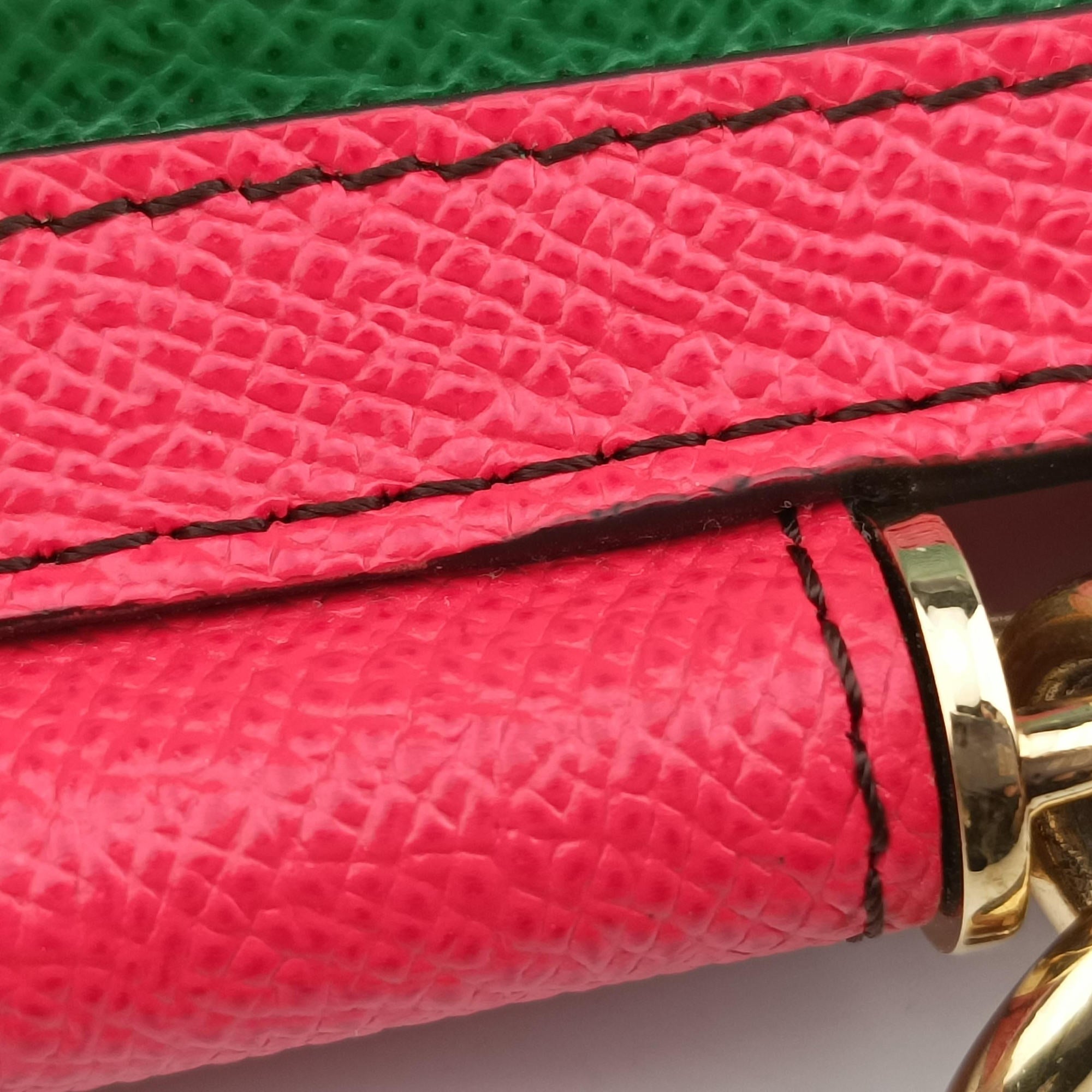 Pre-owned Dolce & Gabbana SICILY RedxGreen Leather  handbag | stylenewstar