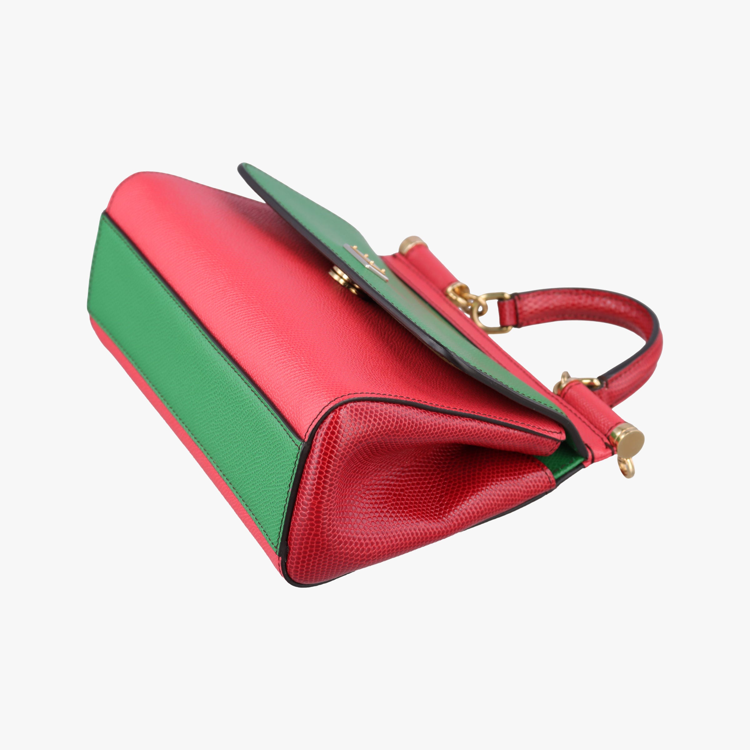 Pre-owned Dolce & Gabbana SICILY RedxGreen Leather  handbag | stylenewstar