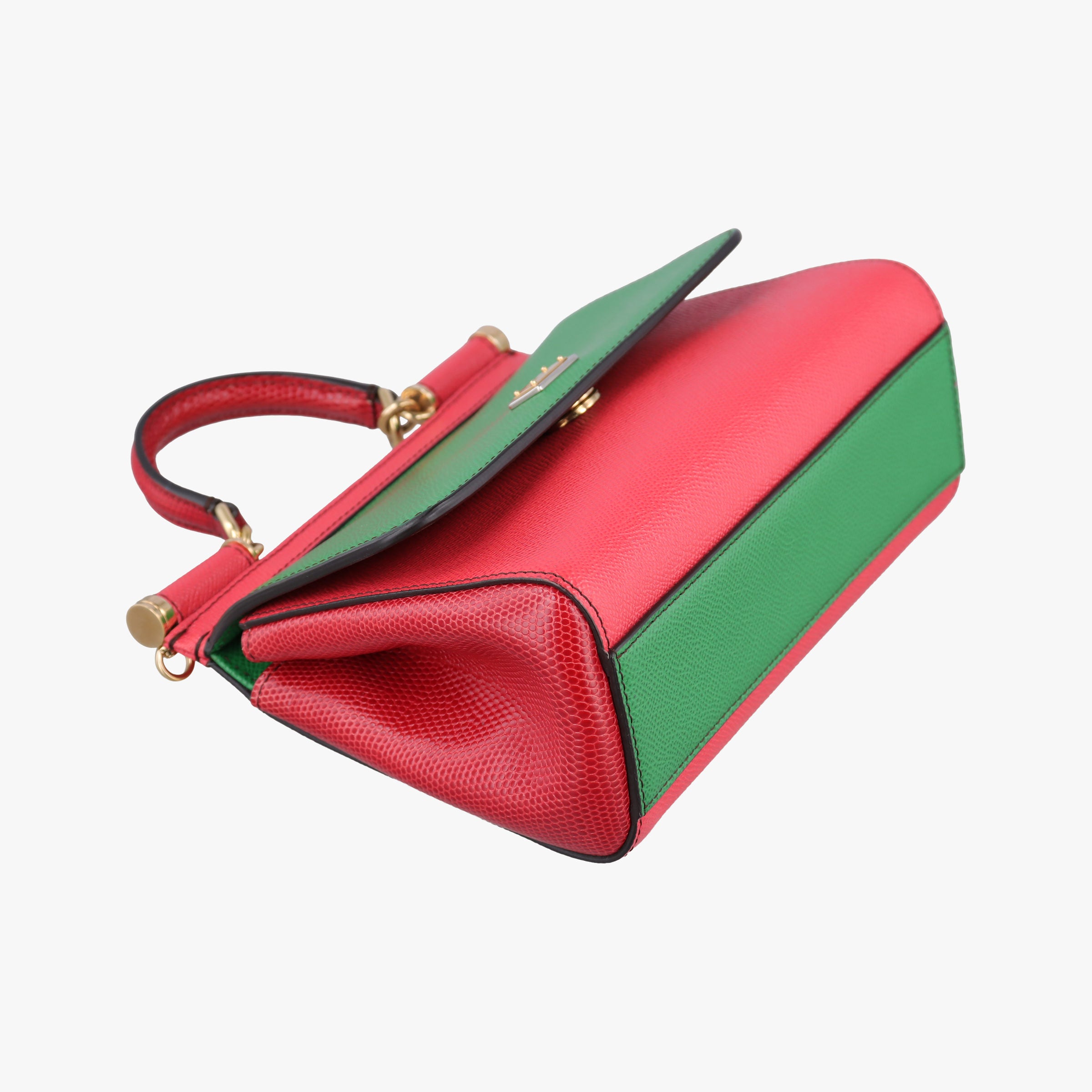 Pre-owned Dolce & Gabbana SICILY RedxGreen Leather  handbag | stylenewstar