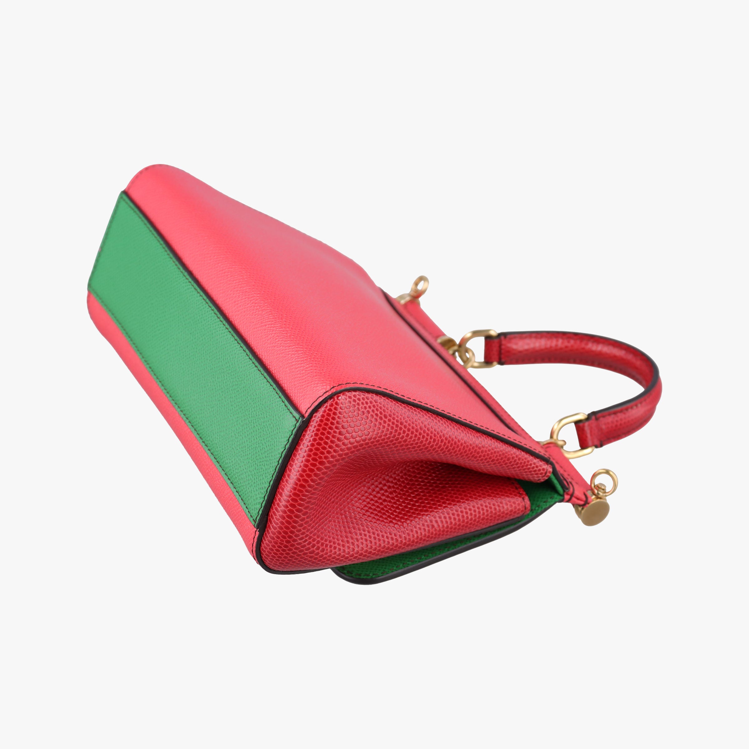 Pre-owned Dolce & Gabbana SICILY RedxGreen Leather  handbag | stylenewstar