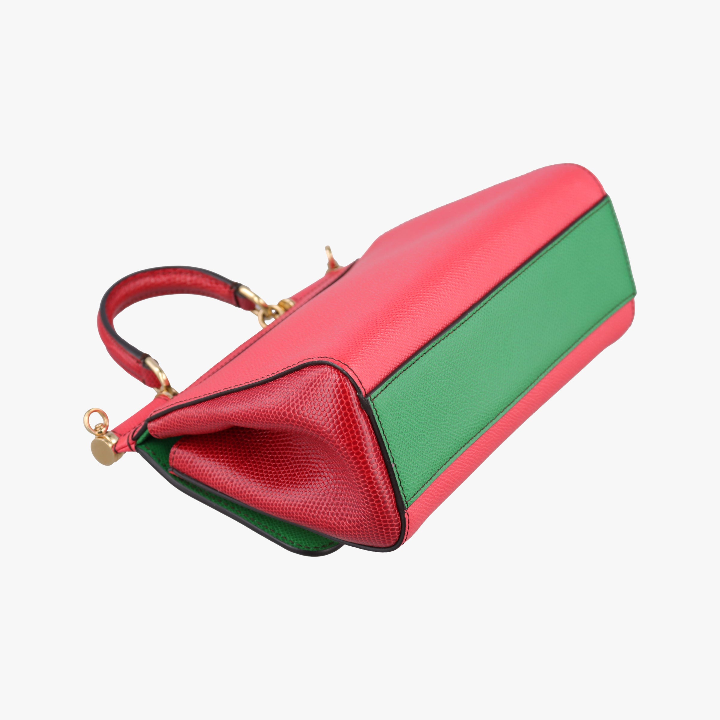 Pre-owned Dolce & Gabbana SICILY RedxGreen Leather  handbag | stylenewstar