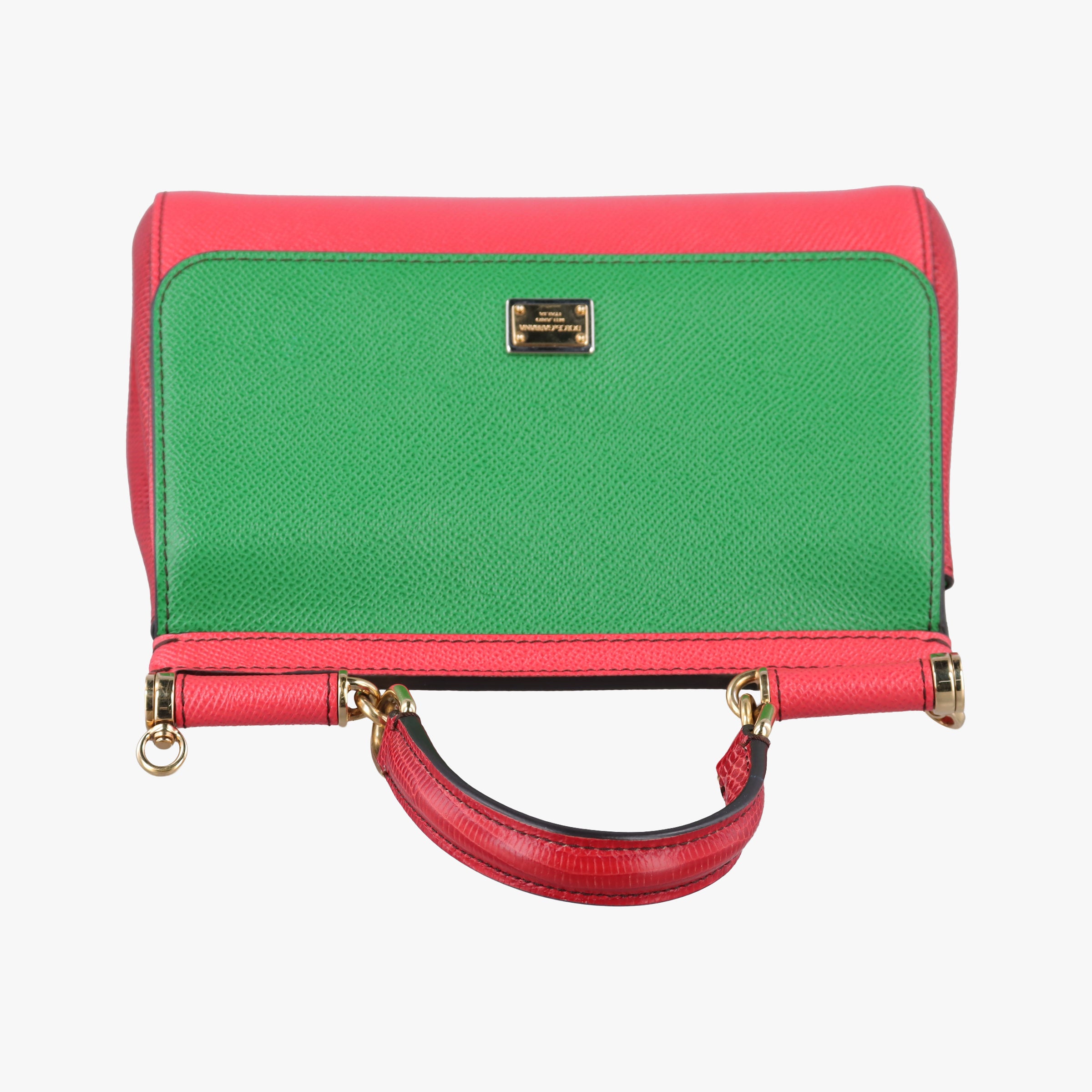 Pre-owned Dolce & Gabbana SICILY RedxGreen Leather  handbag | stylenewstar