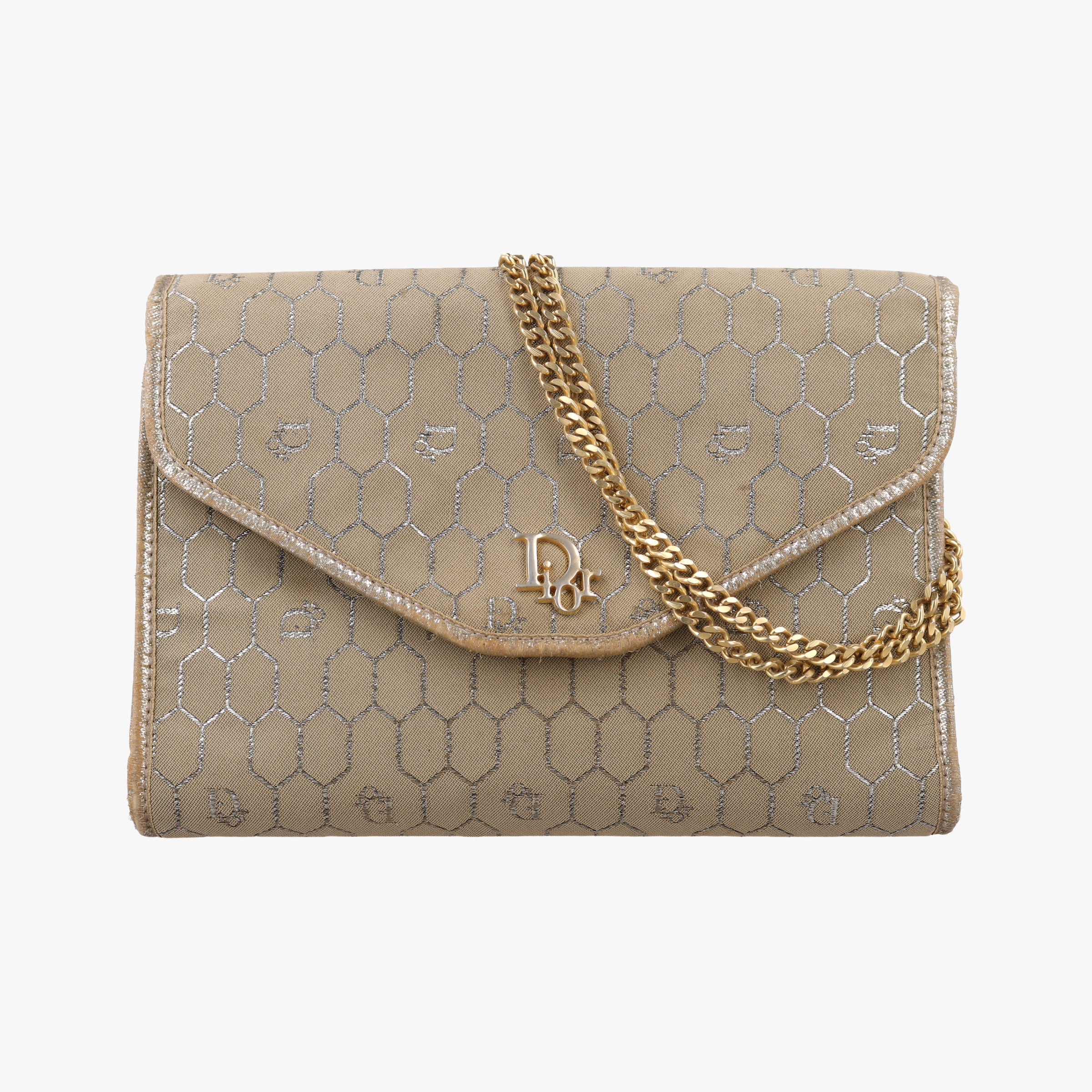 Pre-owned Christian Dior honeycomb pattern Beige canvas  shoulderbag | stylenewstar