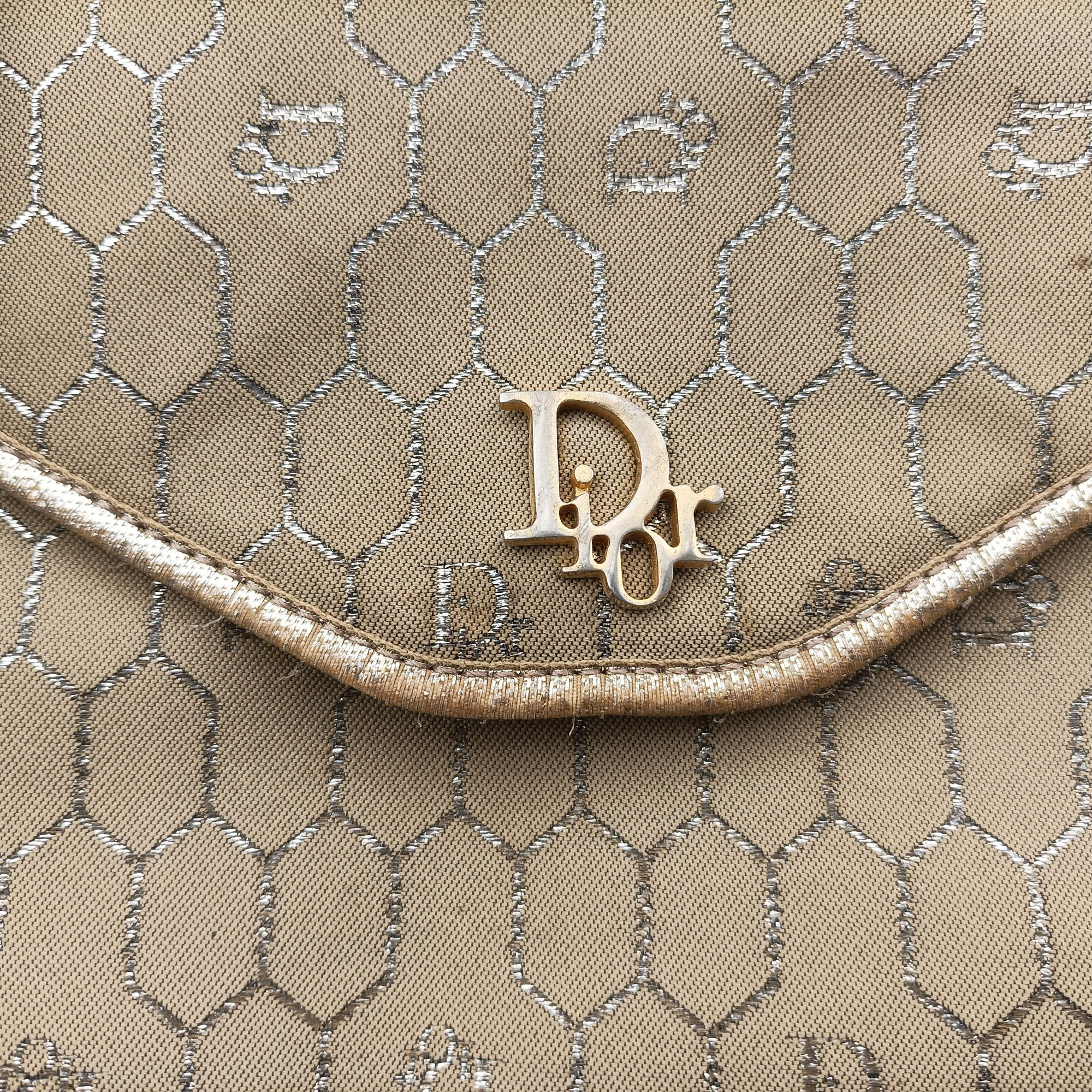 Pre-owned Christian Dior honeycomb pattern Beige canvas  shoulderbag | stylenewstar