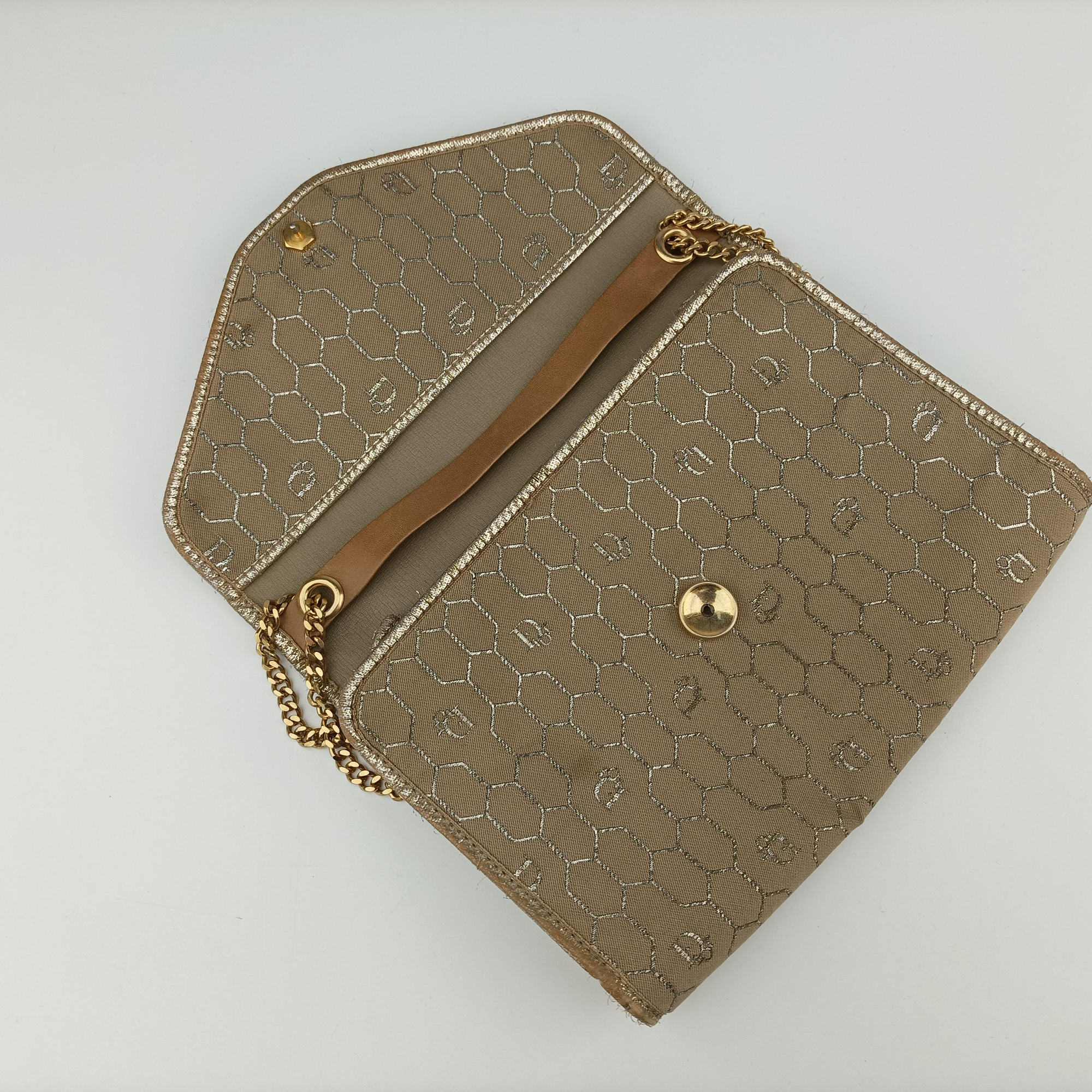 Pre-owned Christian Dior honeycomb pattern Beige canvas  shoulderbag | stylenewstar