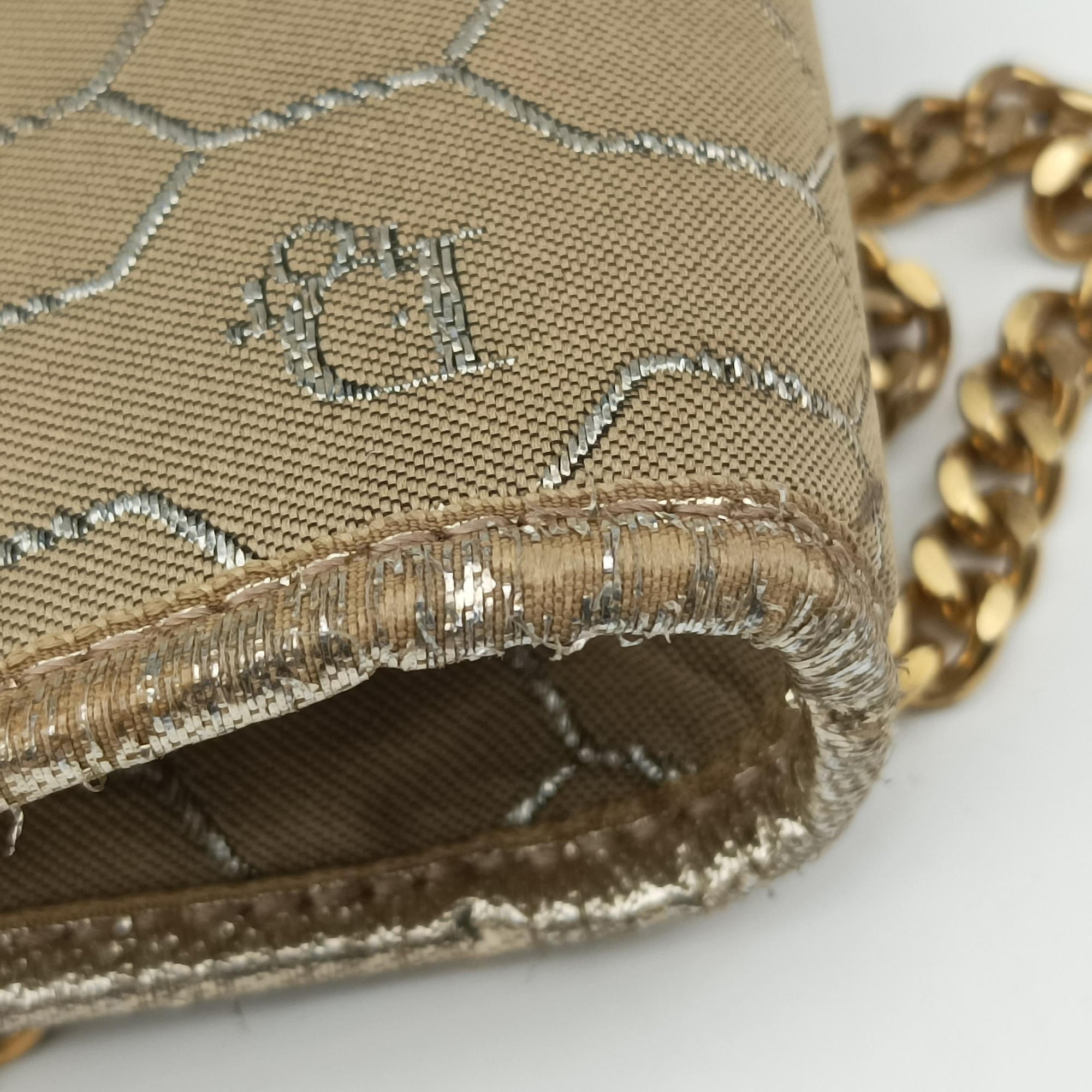 Pre-owned Christian Dior honeycomb pattern Beige canvas  shoulderbag | stylenewstar