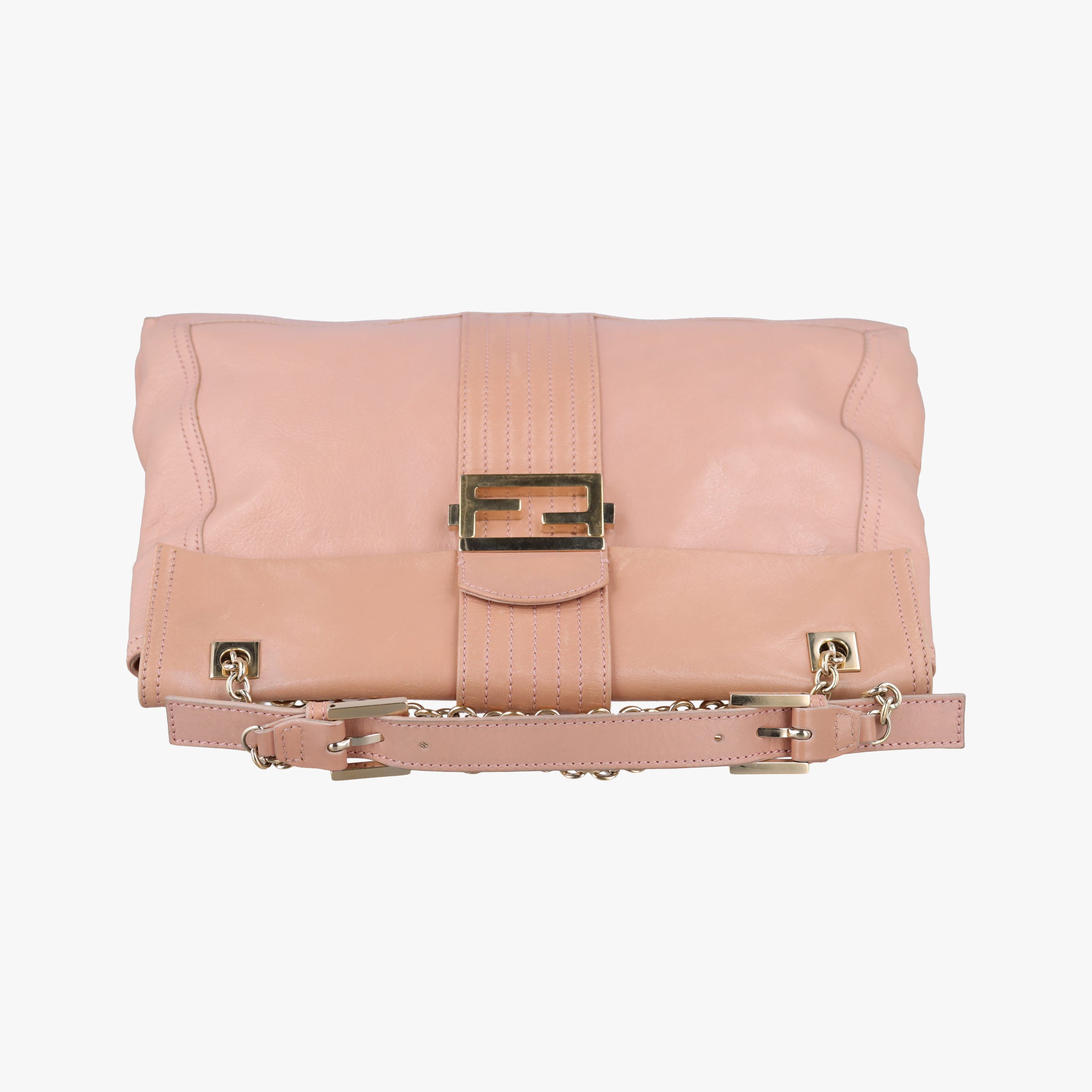 Pre-owned Fendi Maxi Baguette Flap Pink Leather 8BT143 shoulderbag | stylenewstar